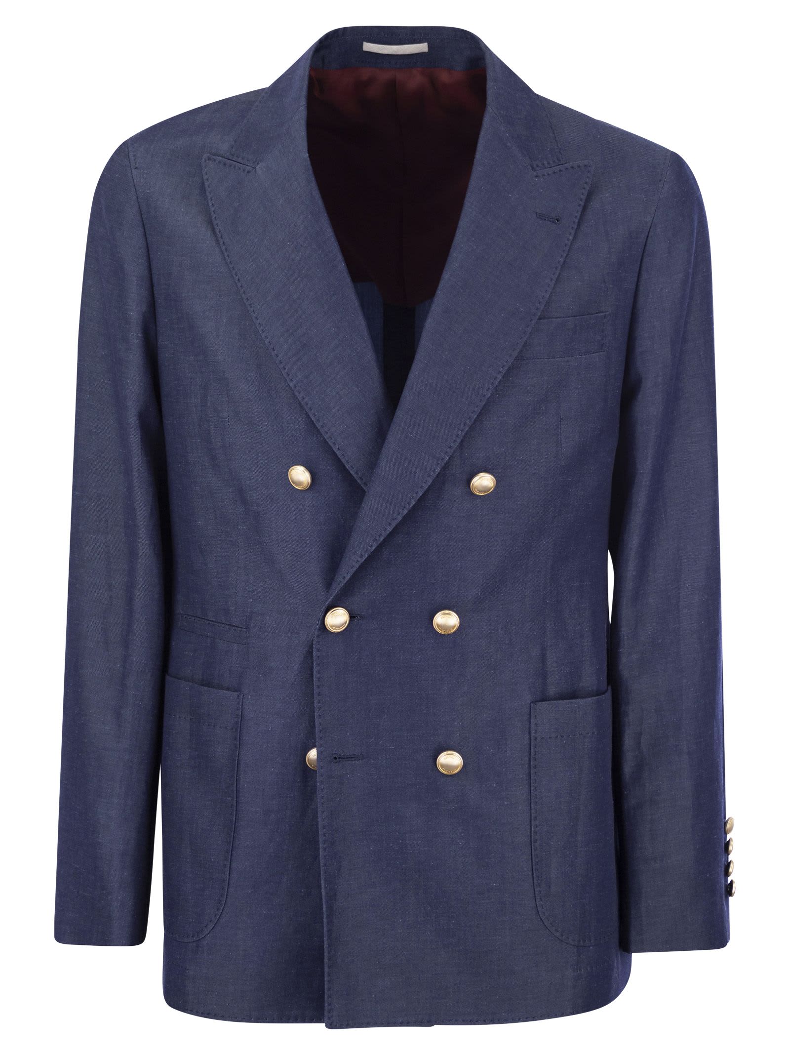 BRUNELLO CUCINELLI SINGLE-BREASTED JACKET IN WOOL AND LINEN TWILL