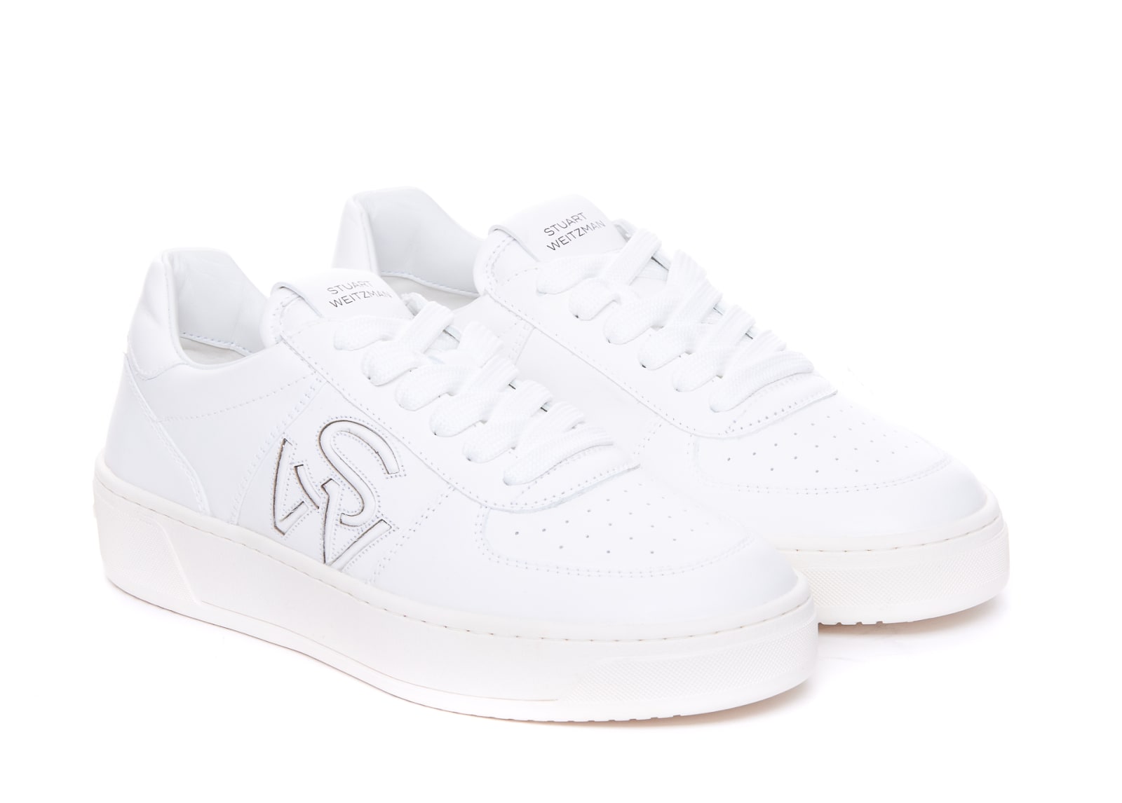 Shop Stuart Weitzman Sw Courtside Logo Sneakers In White