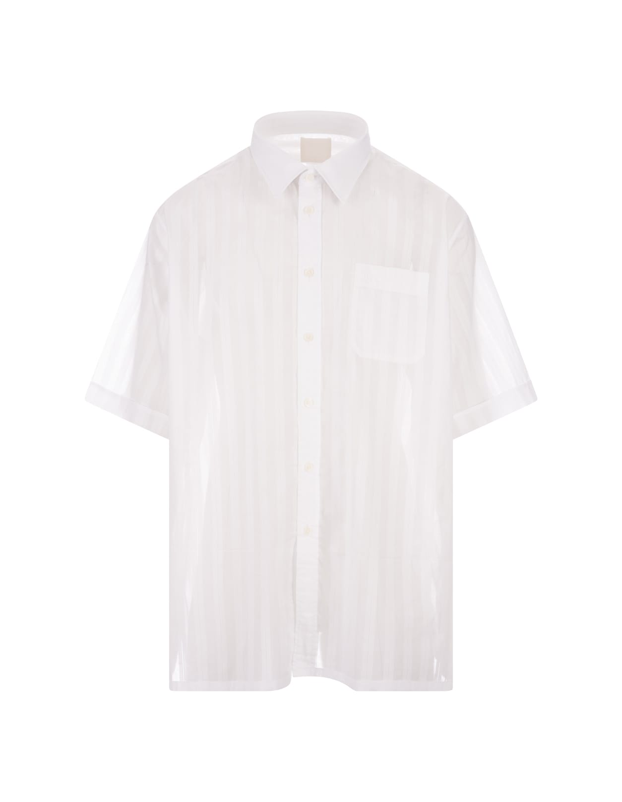 Shop Givenchy Stone Grey Cotton Veil Striped Shirt In White