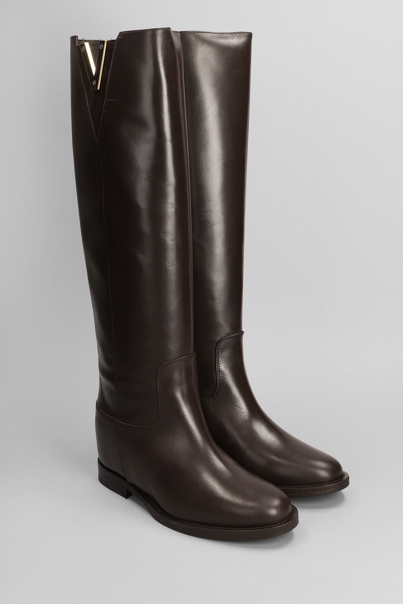 Shop Via Roma 15 In Dark Brown Leather