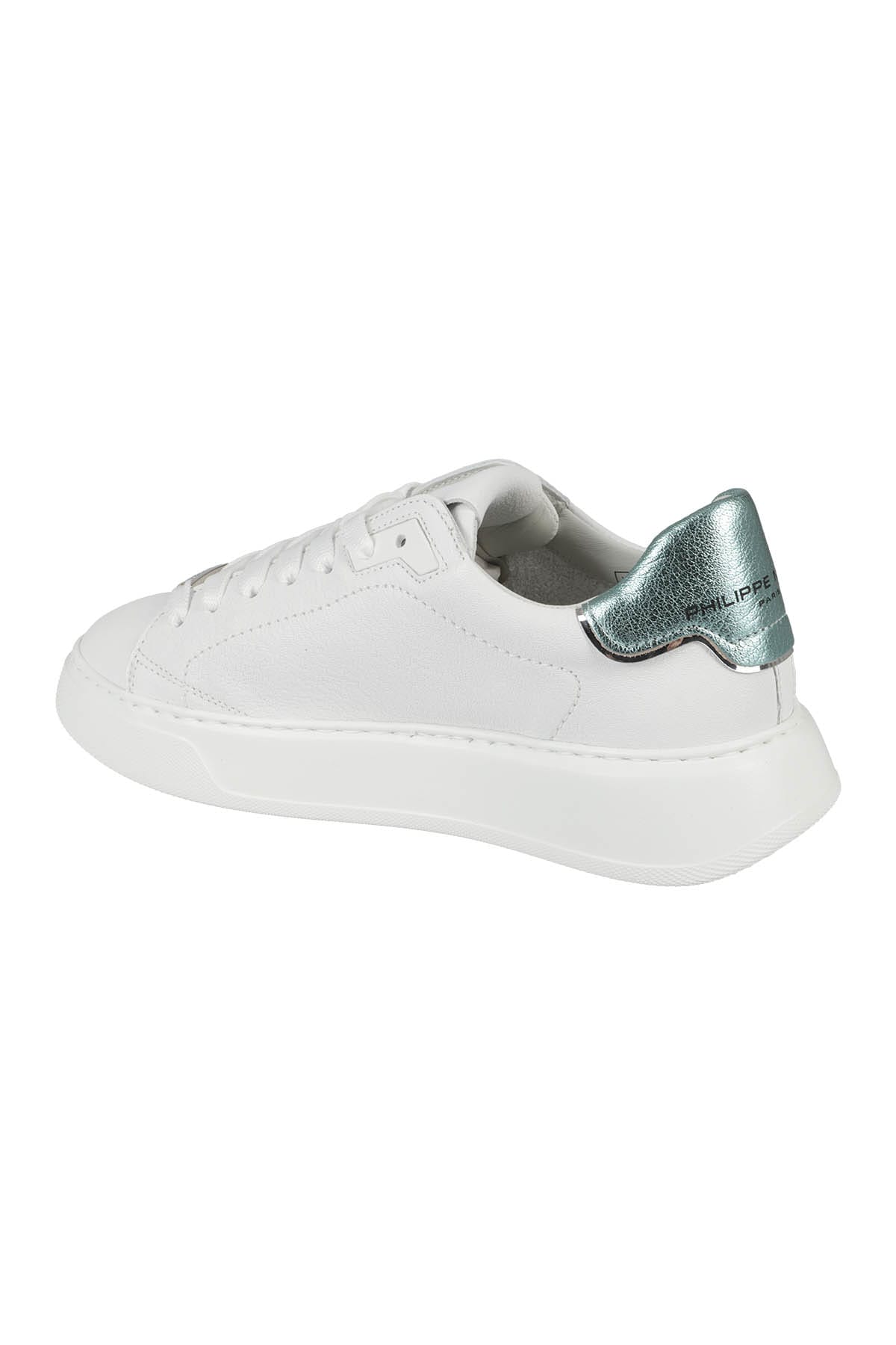 Shop Philippe Model Temple Low Woman In Blanc Acqua