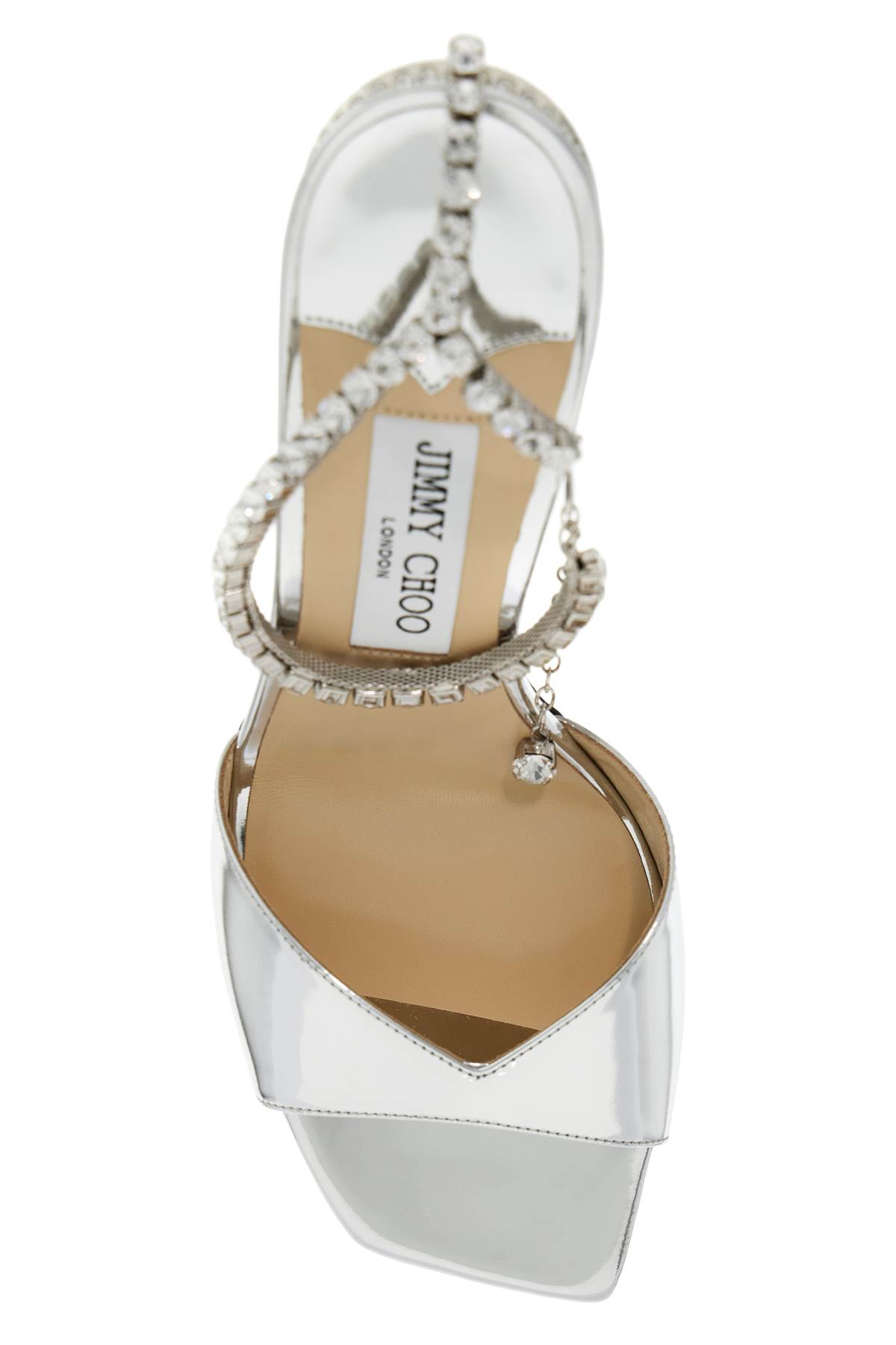 Shop Jimmy Choo Saeda 85 Sand In Silver Crystal (silver)