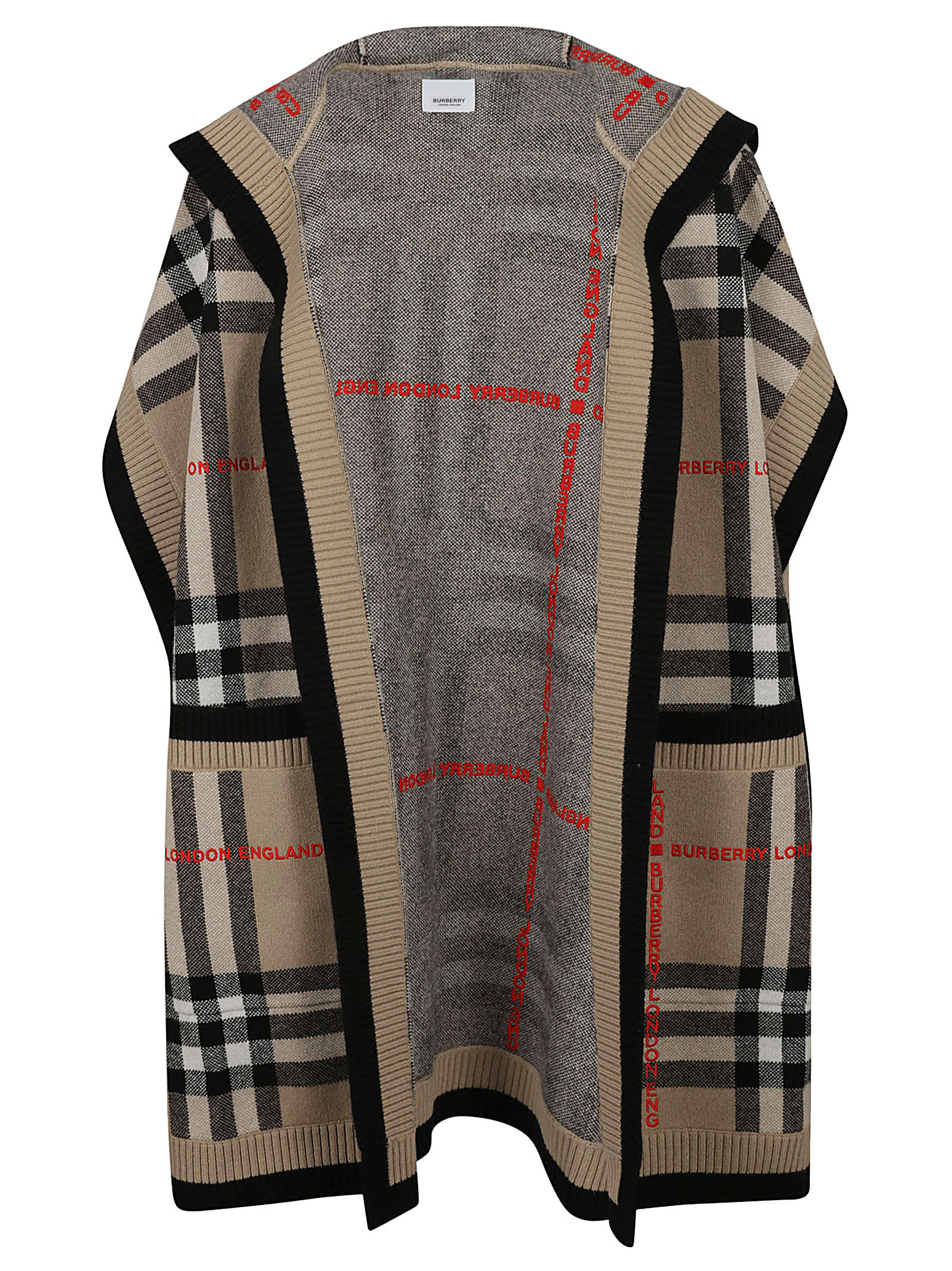 Burberry Check Open Hooded Poncho