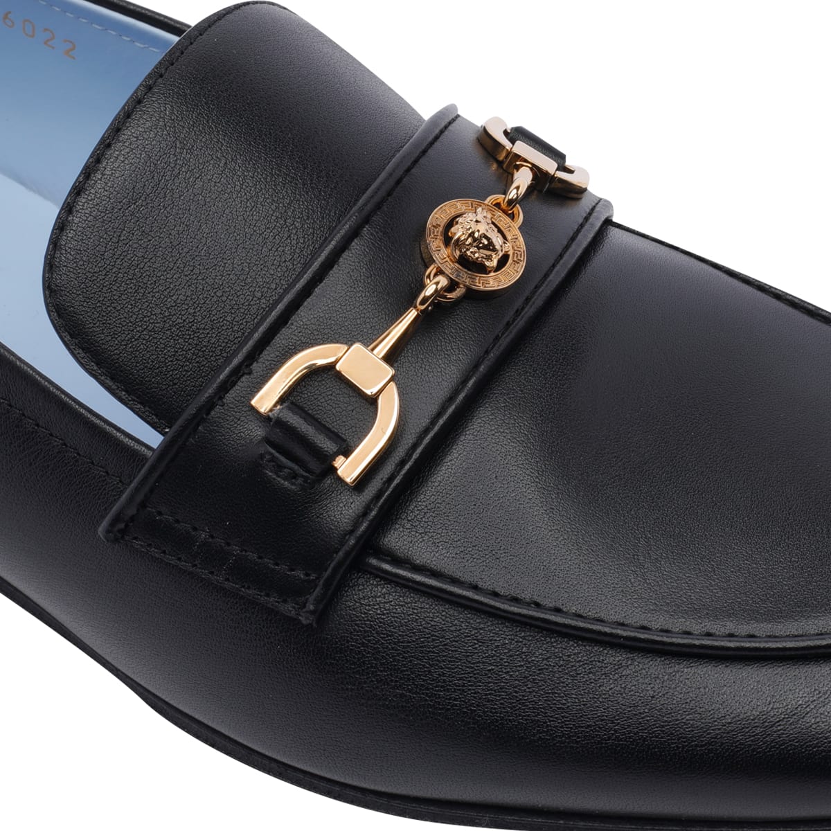 Shop Versace Medusa 95 Leather Loafers In Black