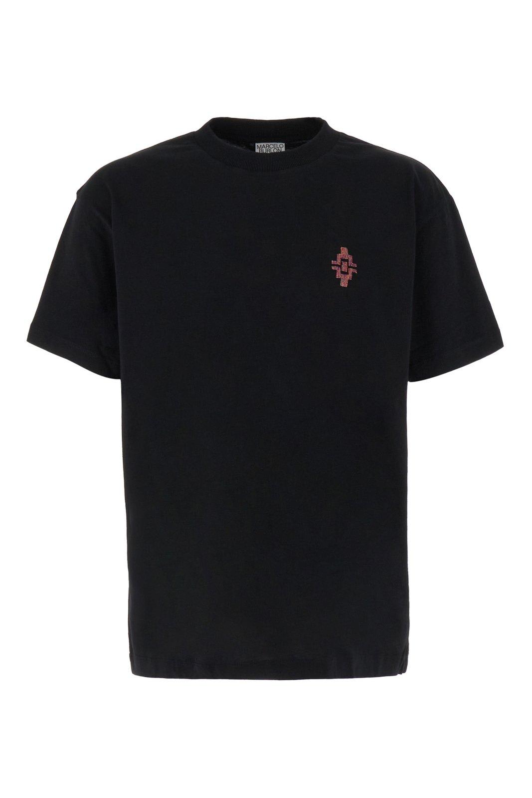 Shop Marcelo Burlon County Of Milan Crewneck Short-sleeved T-shirt In Black