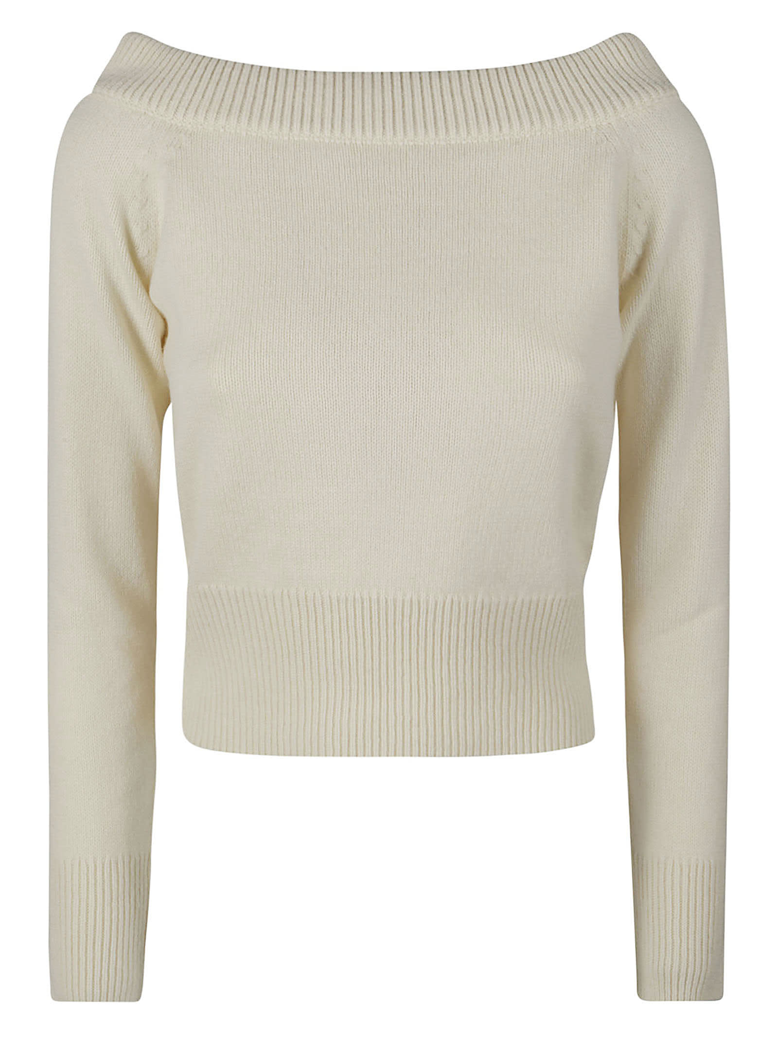 Alexander Mcqueen Off The Shoulder Wool & Cashmere Sweater In Ivory