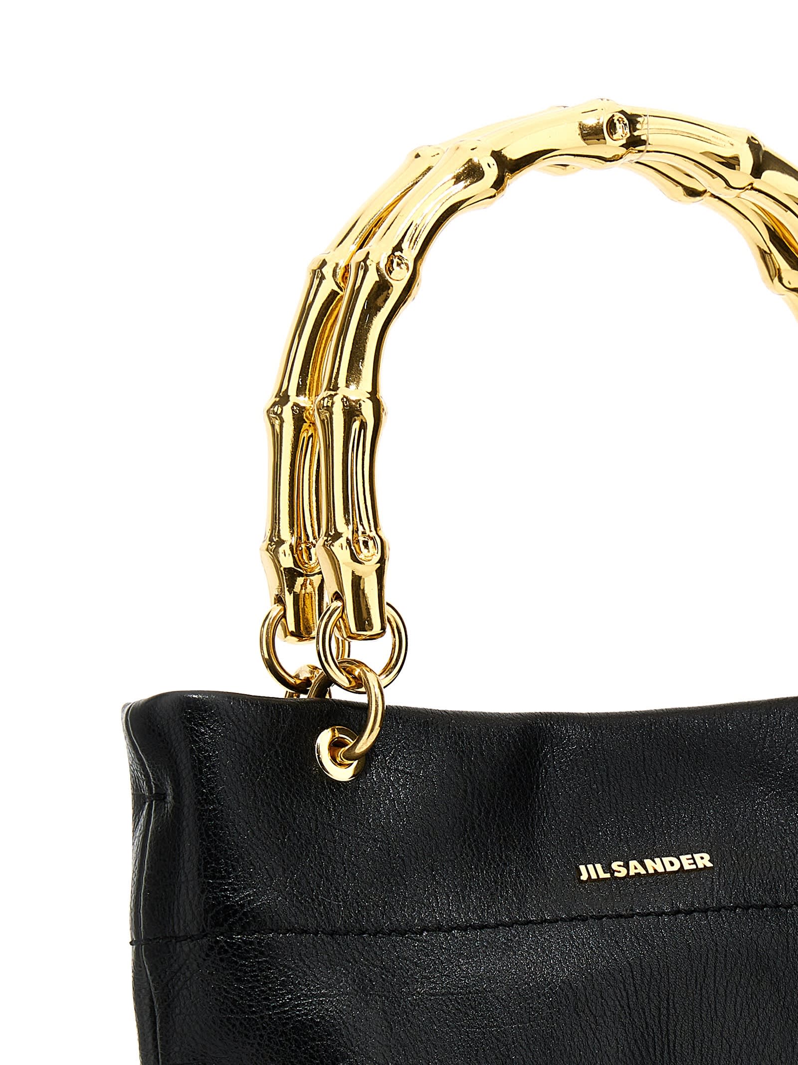 Shop Jil Sander Small Leather Shopping Bag In Black