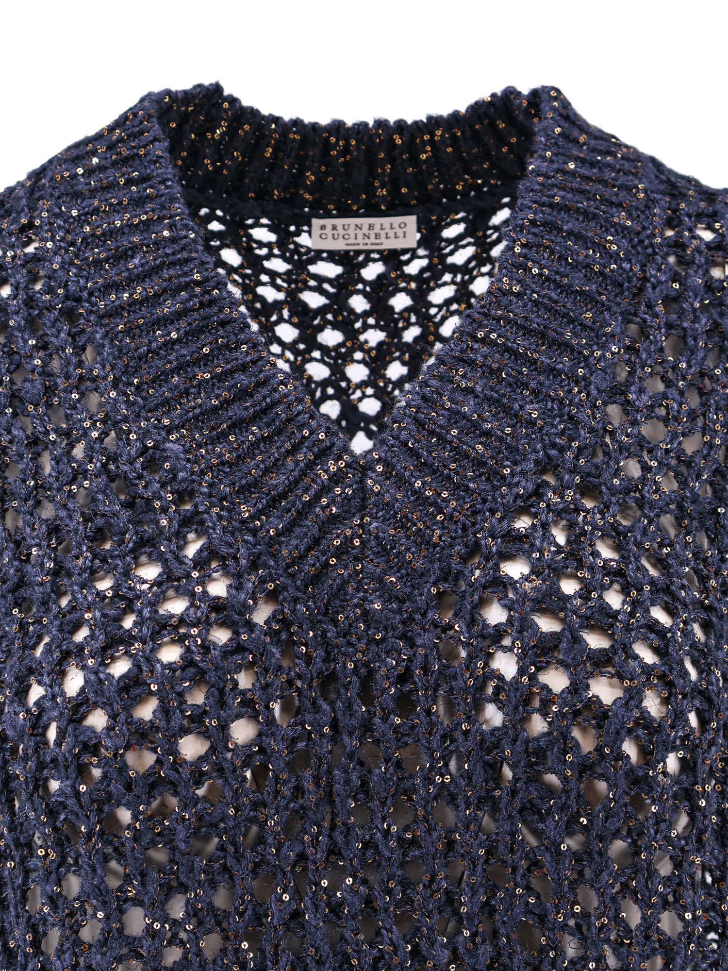 Shop Brunello Cucinelli V-neck Net Knitted Vest In Blue