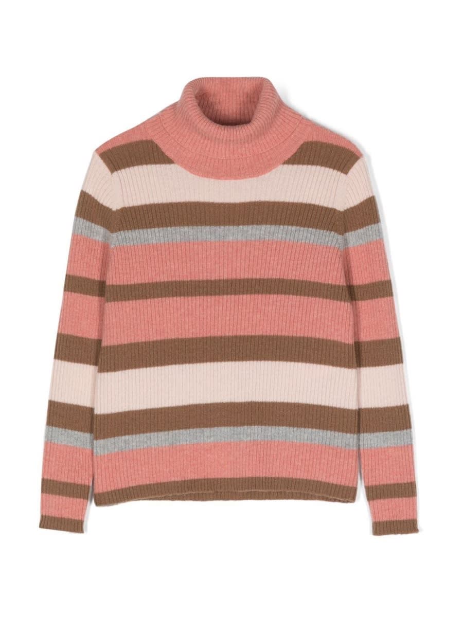 Shop Il Gufo Striped Turtleneck Sweater In Multicolour