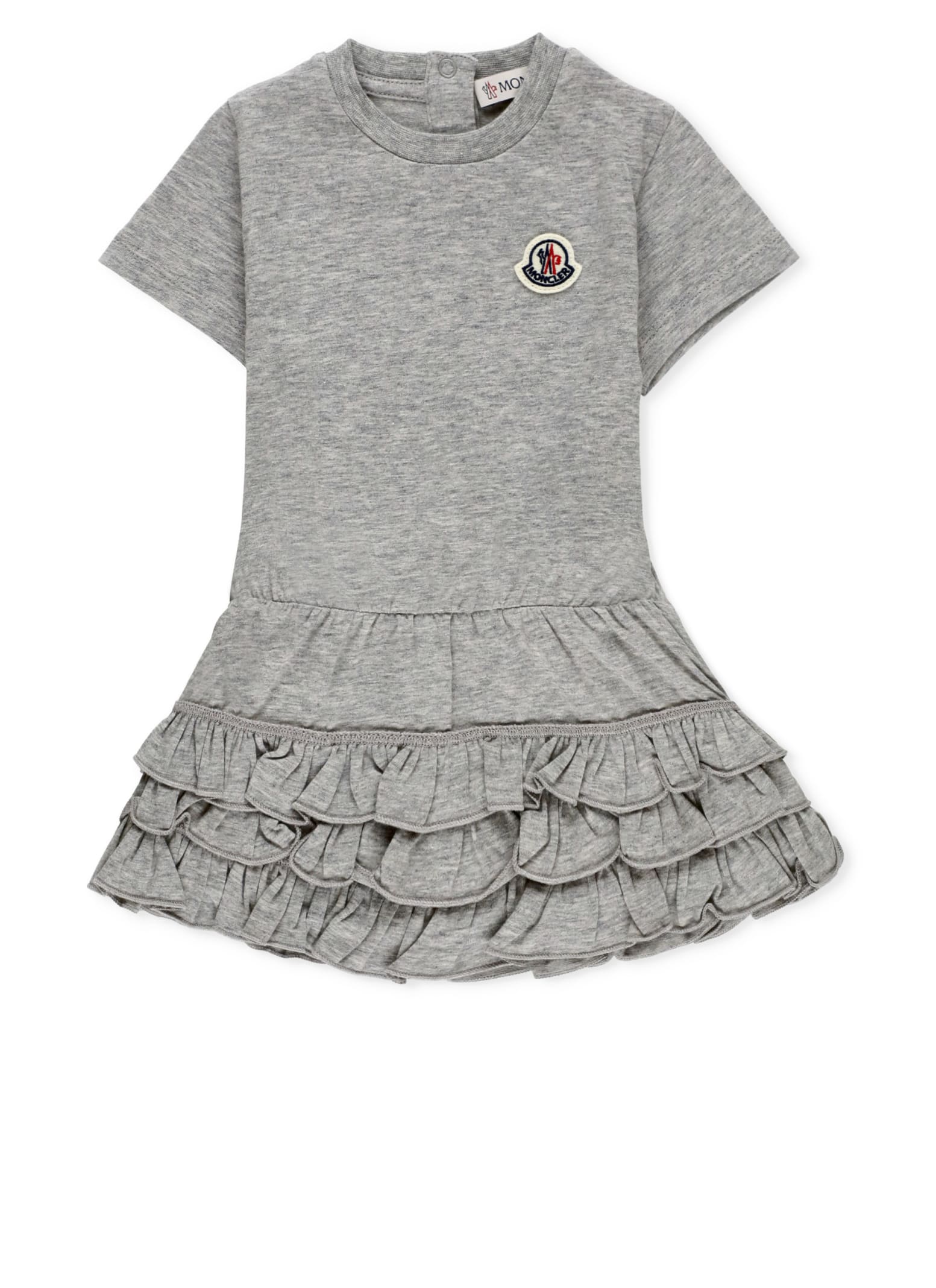 Shop Moncler Cotton Dress In Grey