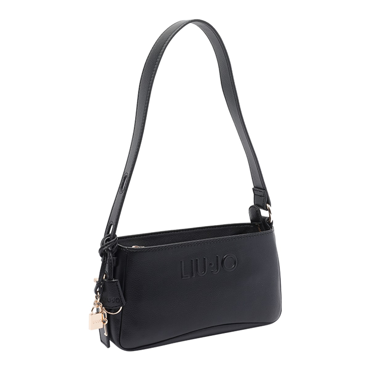 Liu •jo Logo Medium Shoulder Bag In Black