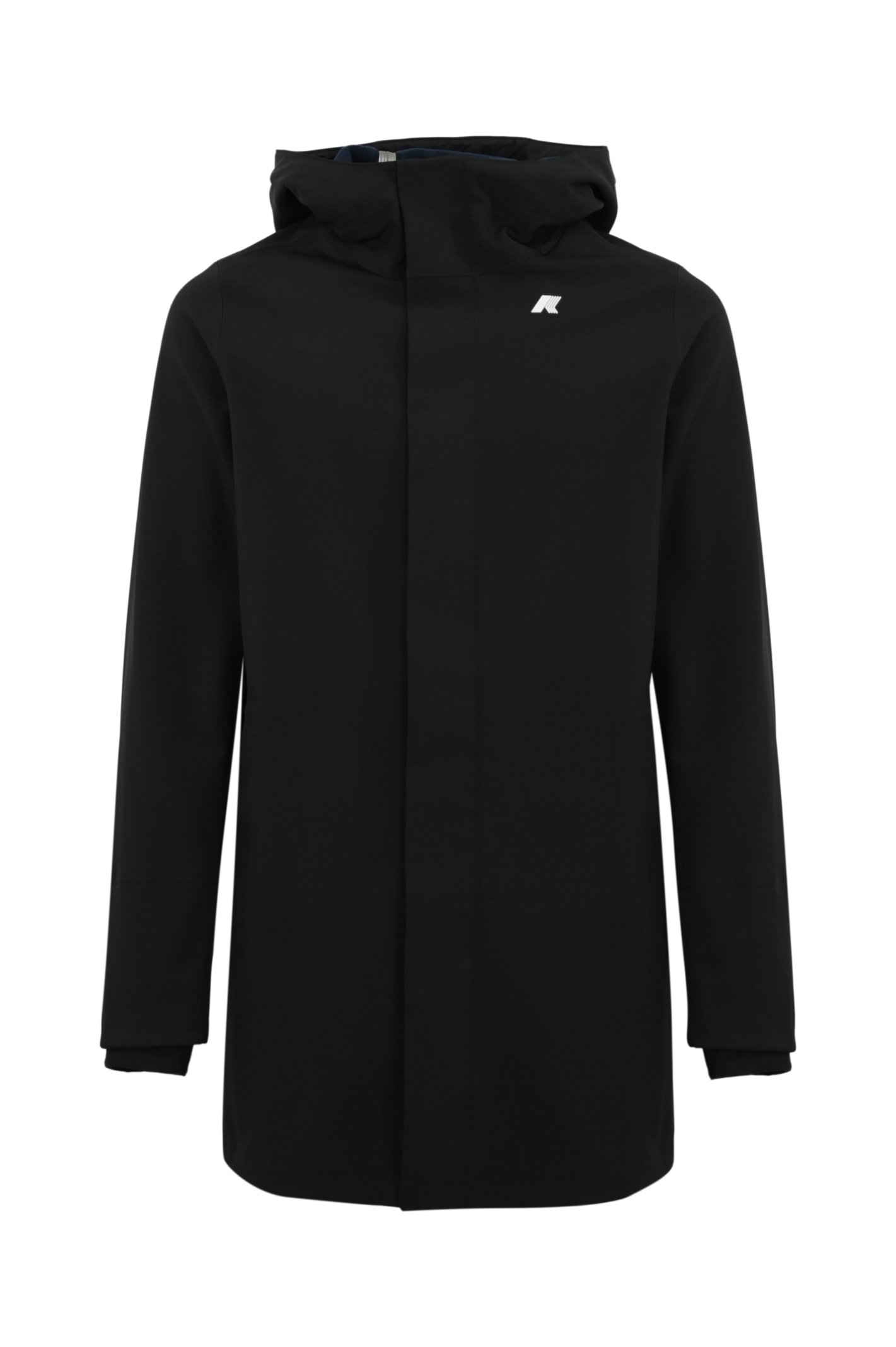 Shop K-way Marlyn Bonded Long Jacket In Black/blue Depth