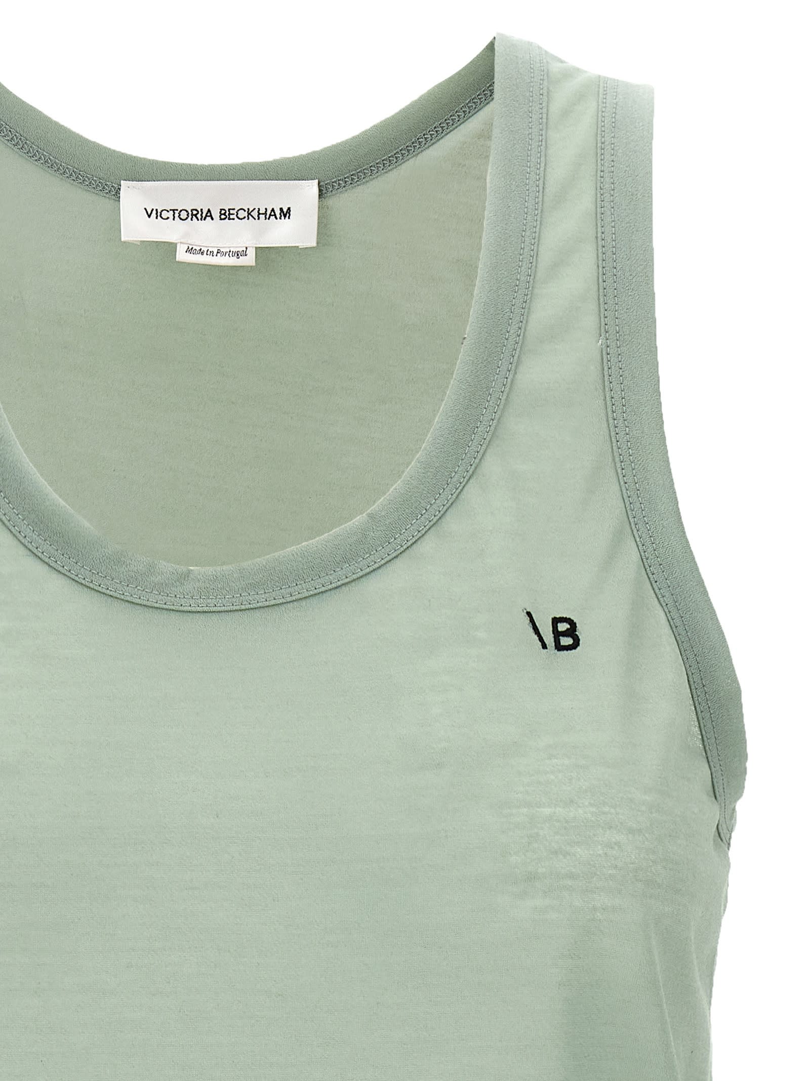 Shop Victoria Beckham Logo Embroidery Tank Top In Green