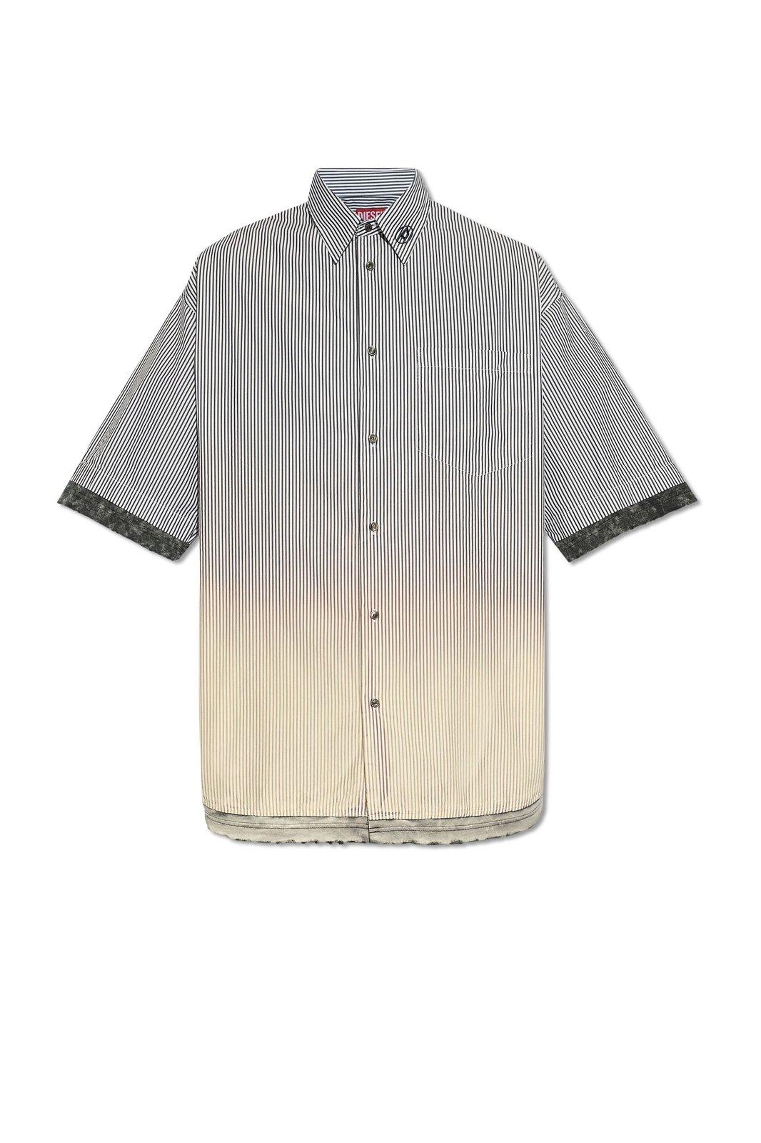 Shop Diesel S-trax Faded Effect Striped Distressed Shirt