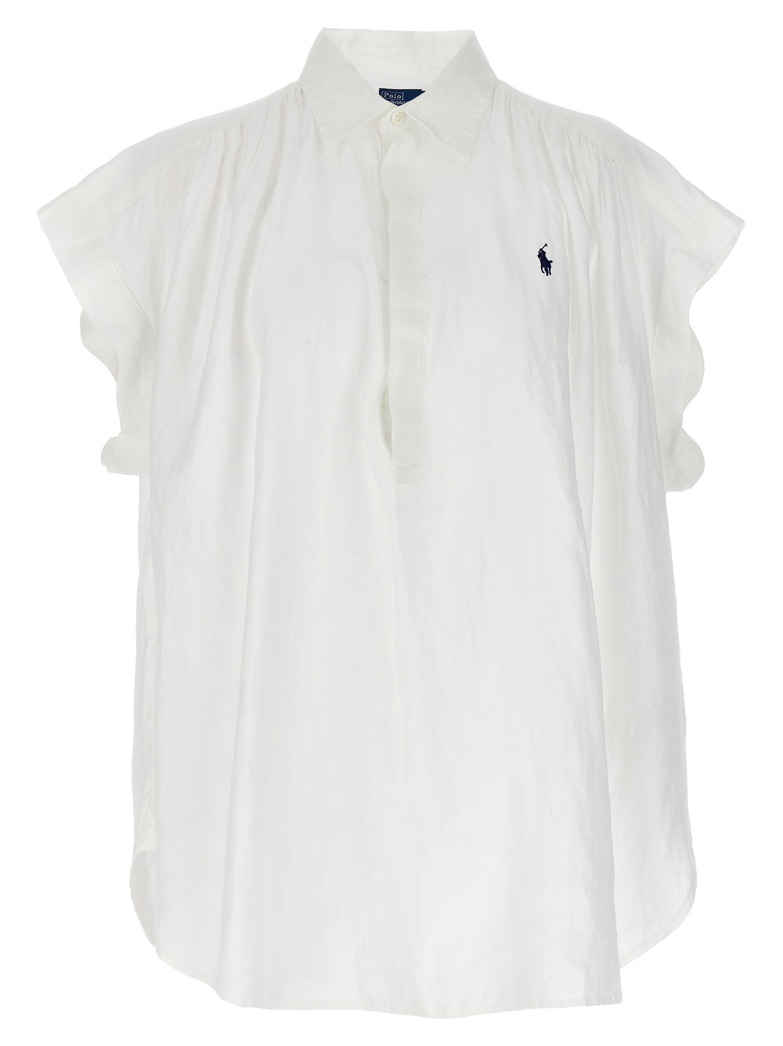 Ralph Lauren Logo Embroidery Blouse In White