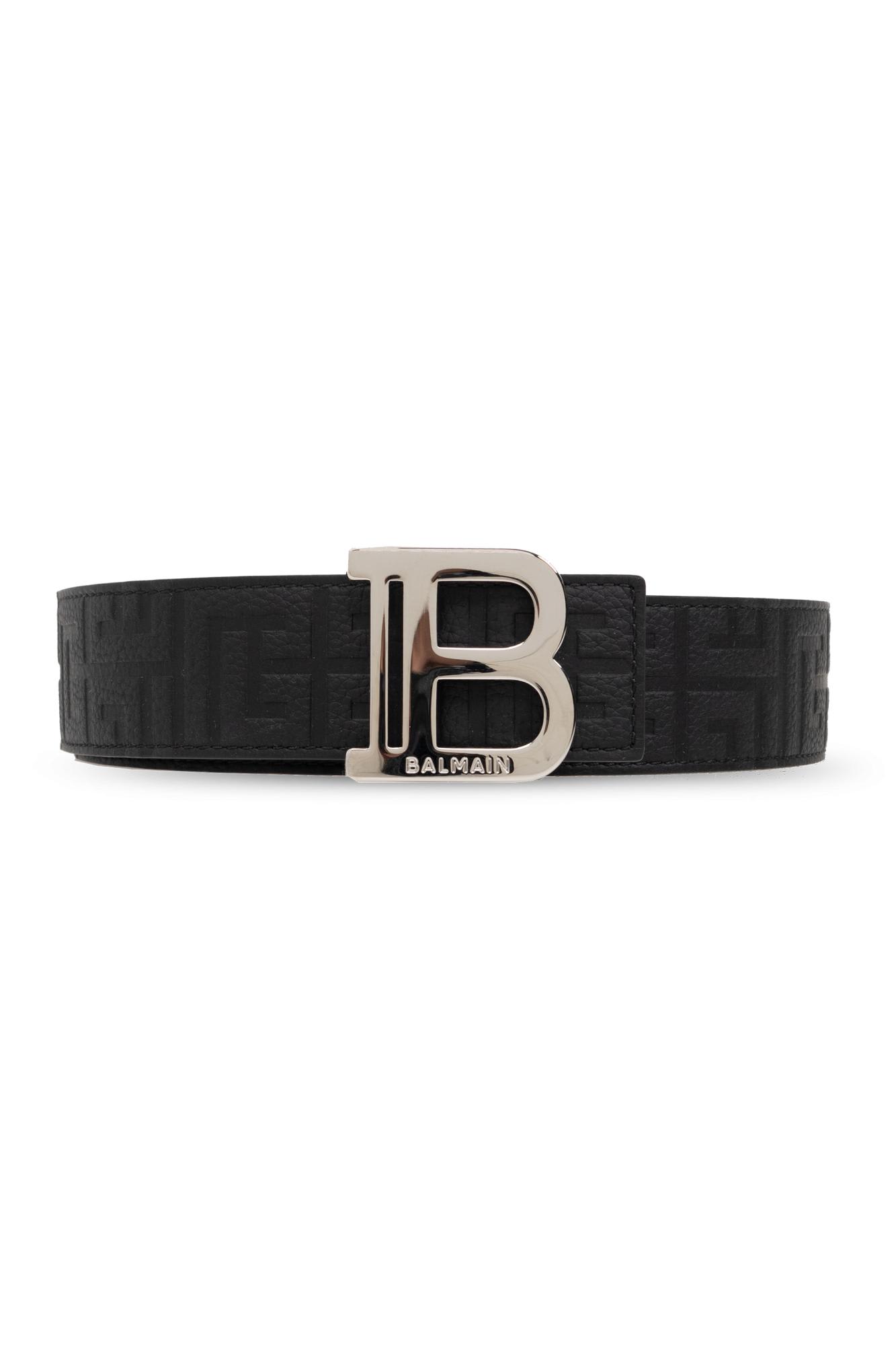 Shop Balmain Leather Belt In Nero