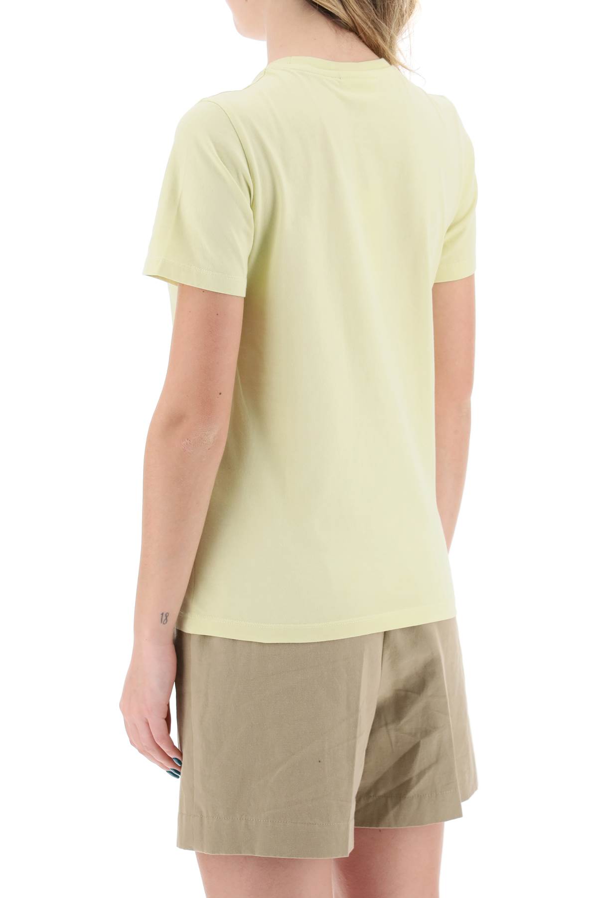 Shop Maison Kitsuné Fox Head Crew-neck T-shirt In Chalk Yellow (yellow)