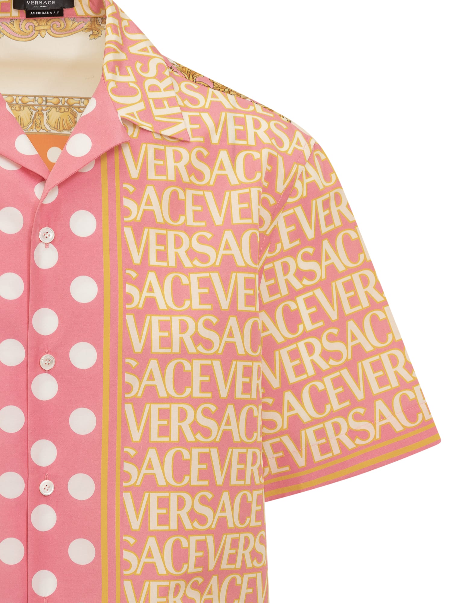 Shop Versace Polka Dot Shirt In Rosa-avorio