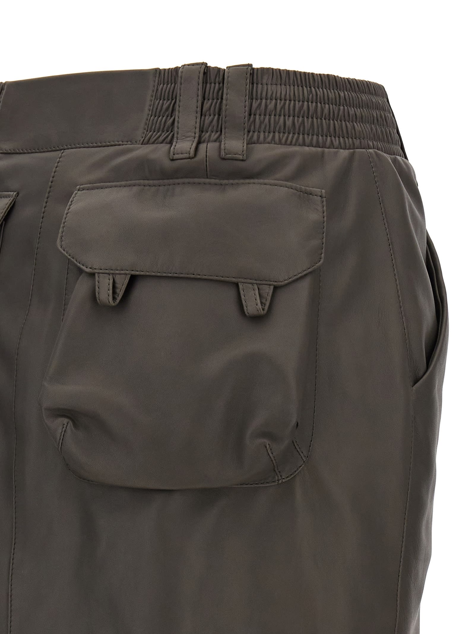 Saint Laurent Leather Skirt In Gray