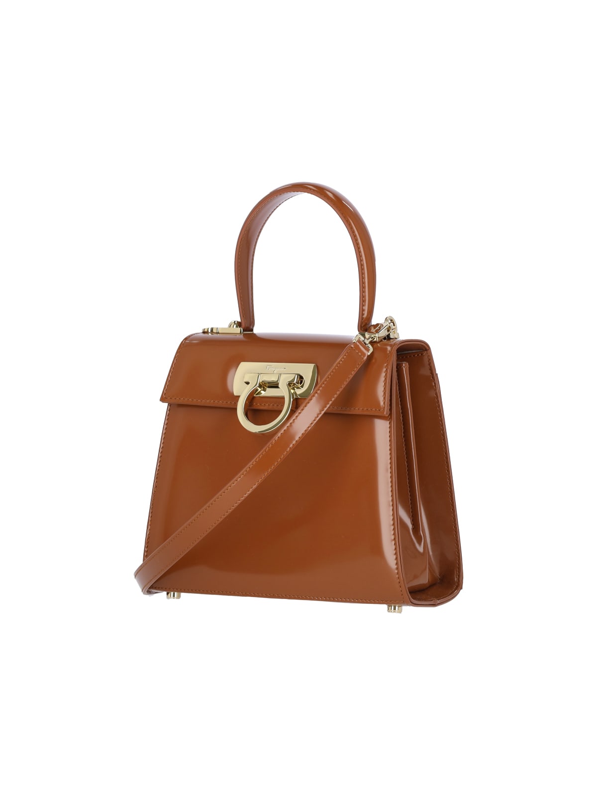 Shop Ferragamo Iconic S Handbag In Brown