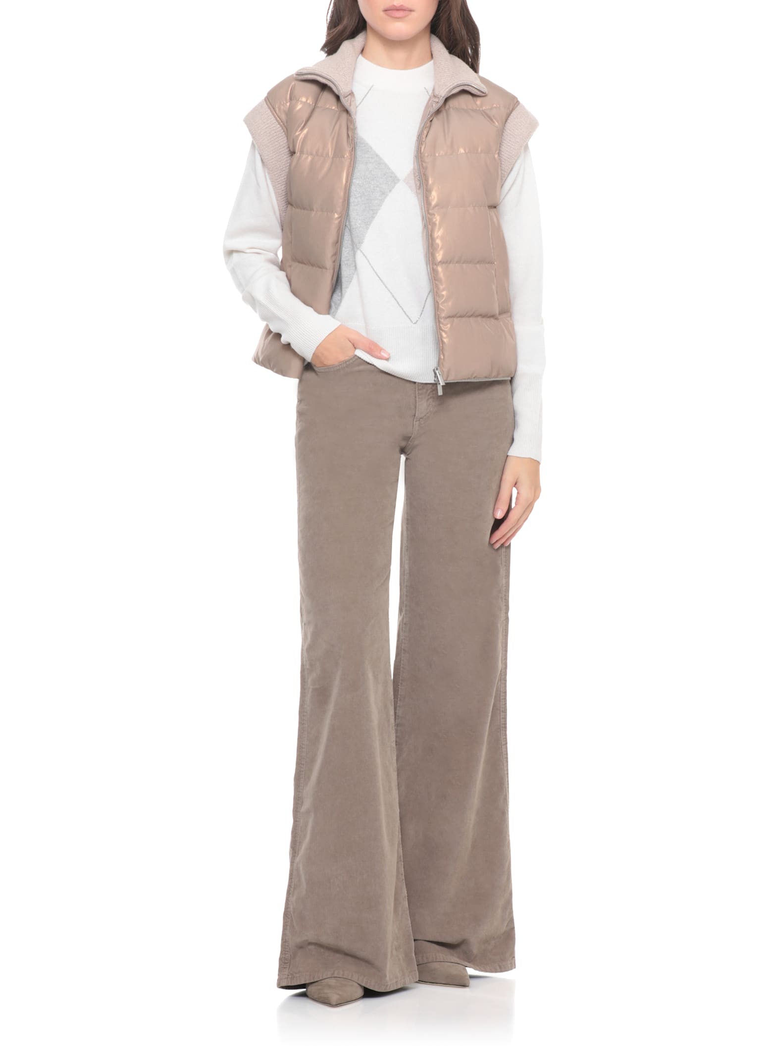 Peserico Lurex Tricot Vest In Neutral