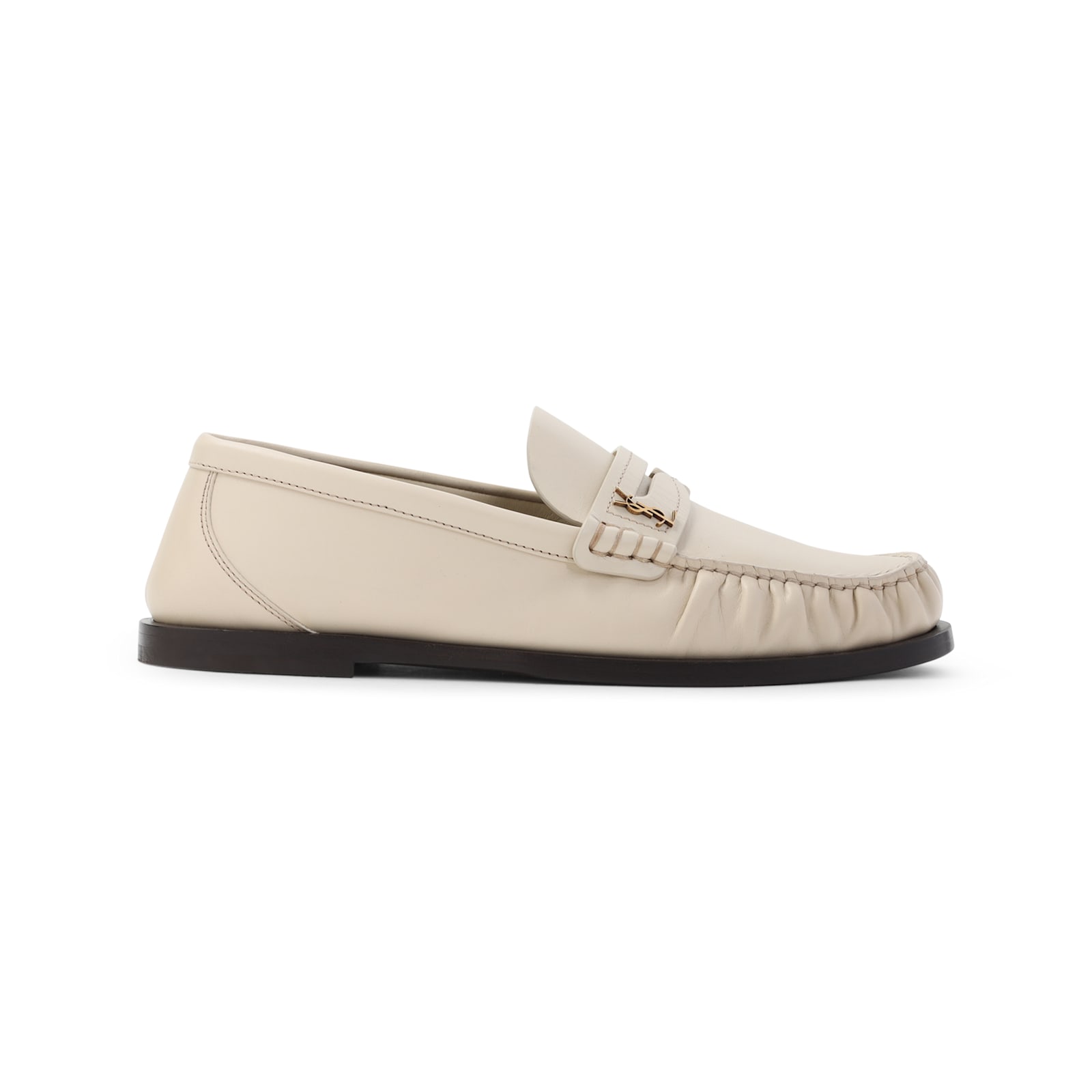 Saint Laurent Laurent 05 Leather Loafers In Neutral