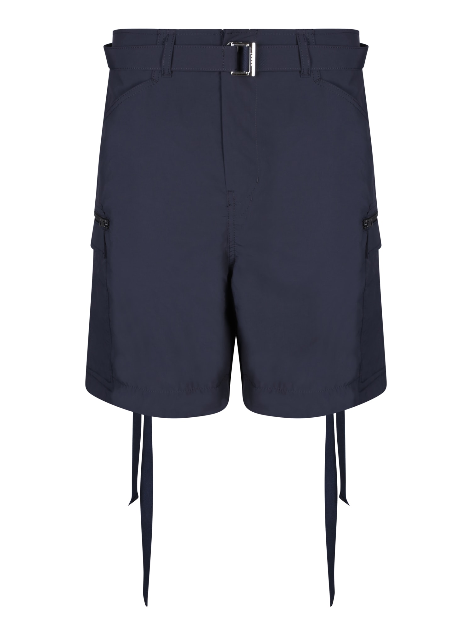 Shop Sacai Blue Taffeta Bermuda Shorts