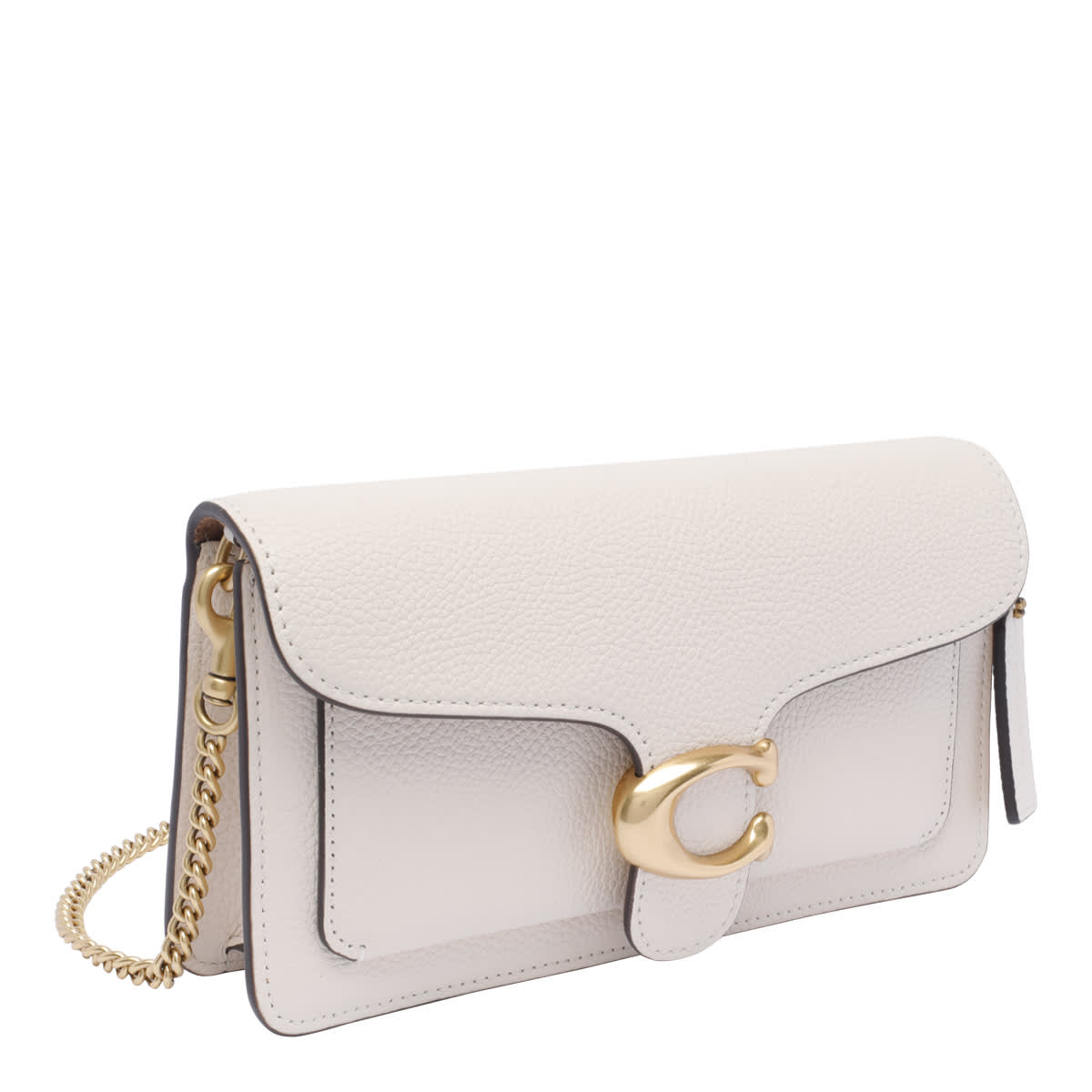 Coach Chain Leather Clutch With Adjustable Strap In White