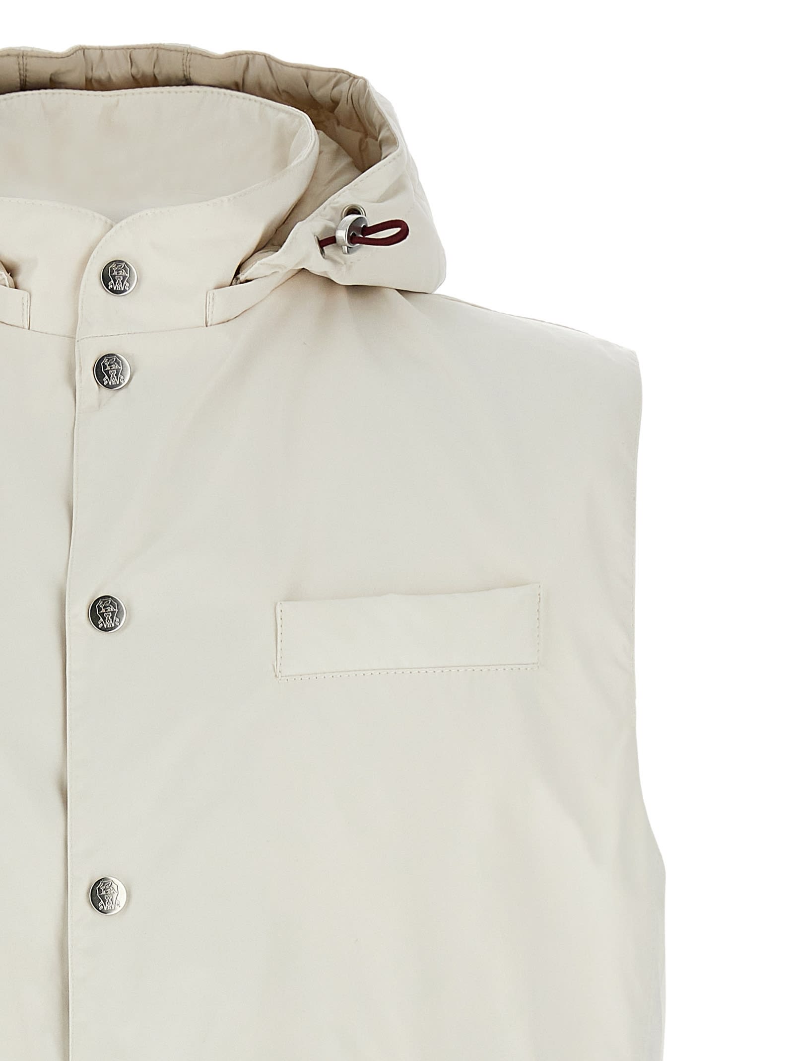 Brunello Cucinelli Hooded Lightweight Waistcoat In White