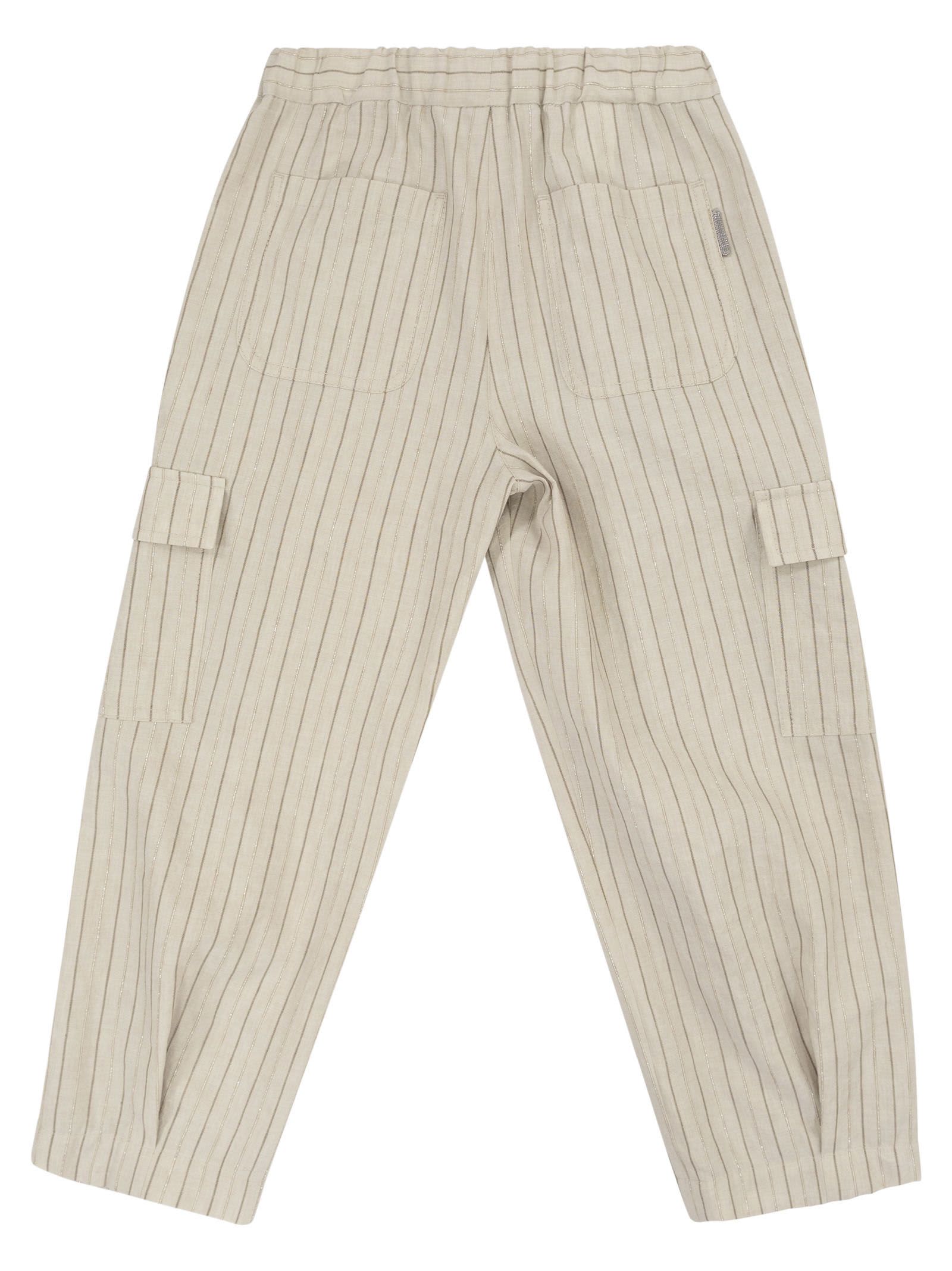Shop Brunello Cucinelli Linen Blend Comfort Cargo Trousers In Sand