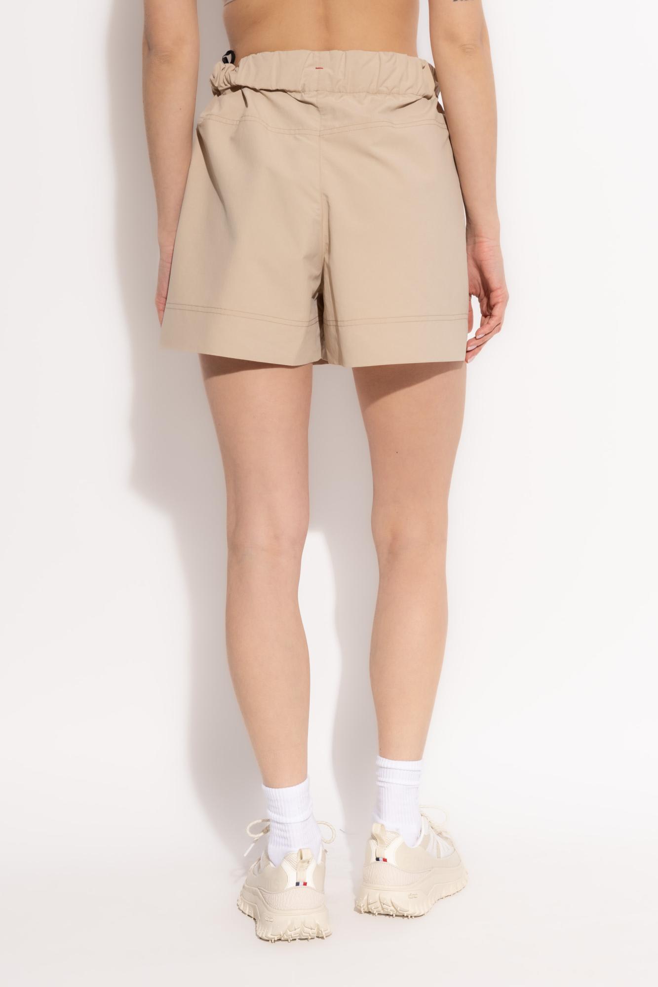 Moncler Grenoble Women Logo Nylon Shorts In Beige