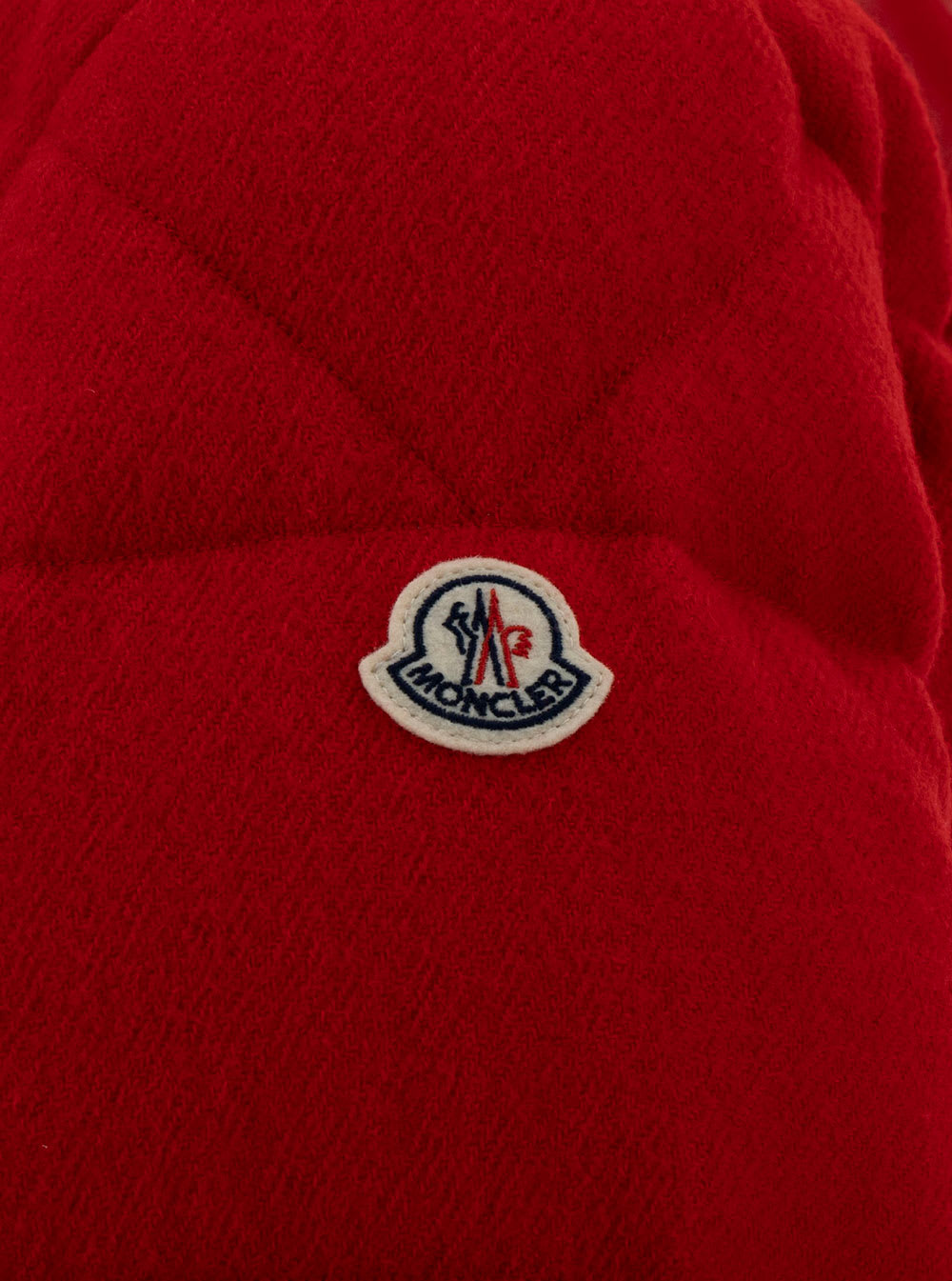 Shop Moncler Winnipeg Red Down Jacket With Logo Patch In Polyamide Man