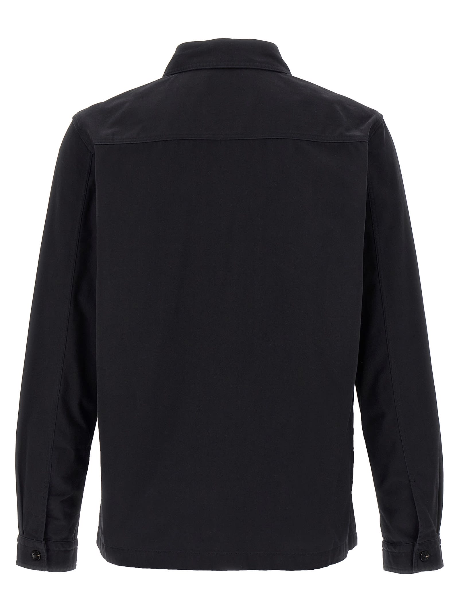 Hugo Boss Oversize-fit Overshirt In Cotton Gabardine In Black