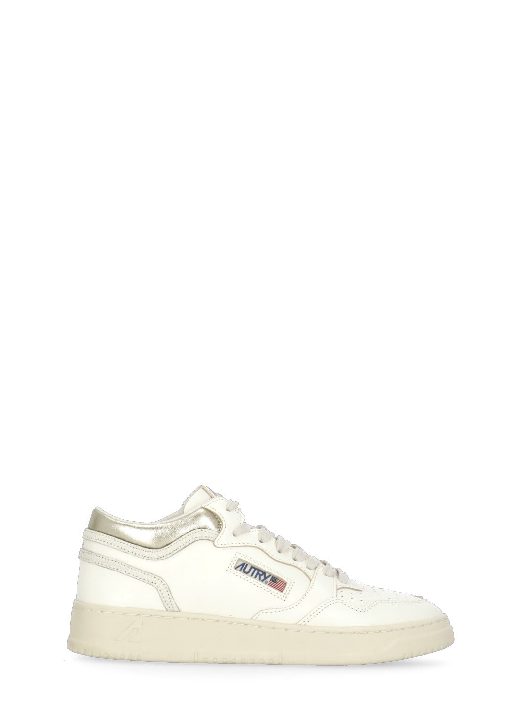 Autry Marshmallow And Platinum Color Leather Med-way Sneakers In White