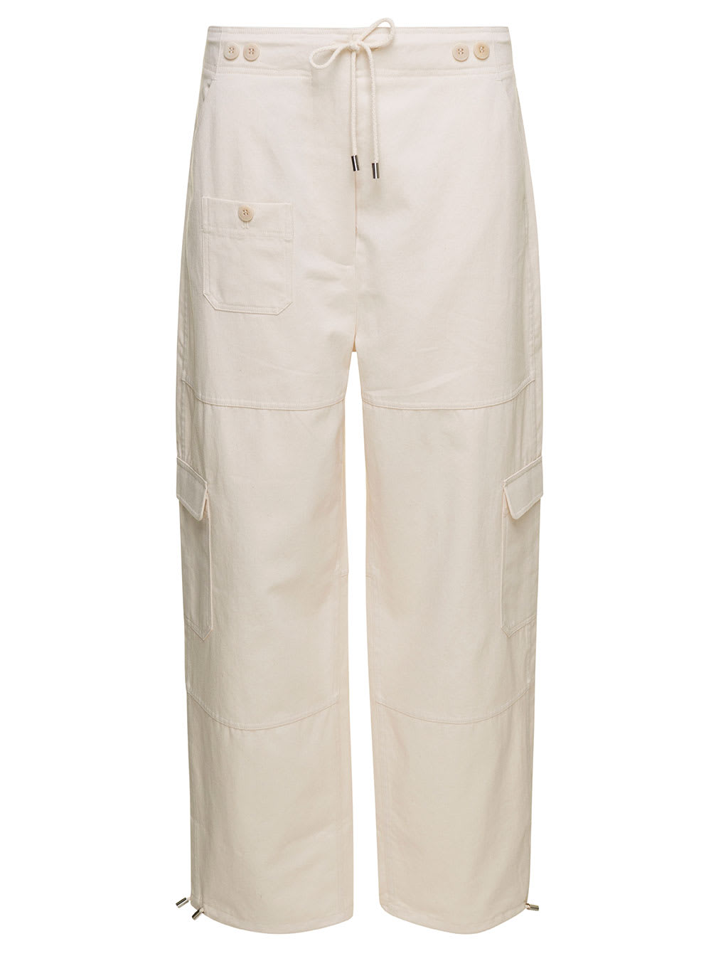 TOTÊME CARGO TRACK PNTS WITH CARGO POCKETS IN WHITE COTTON WOMAN