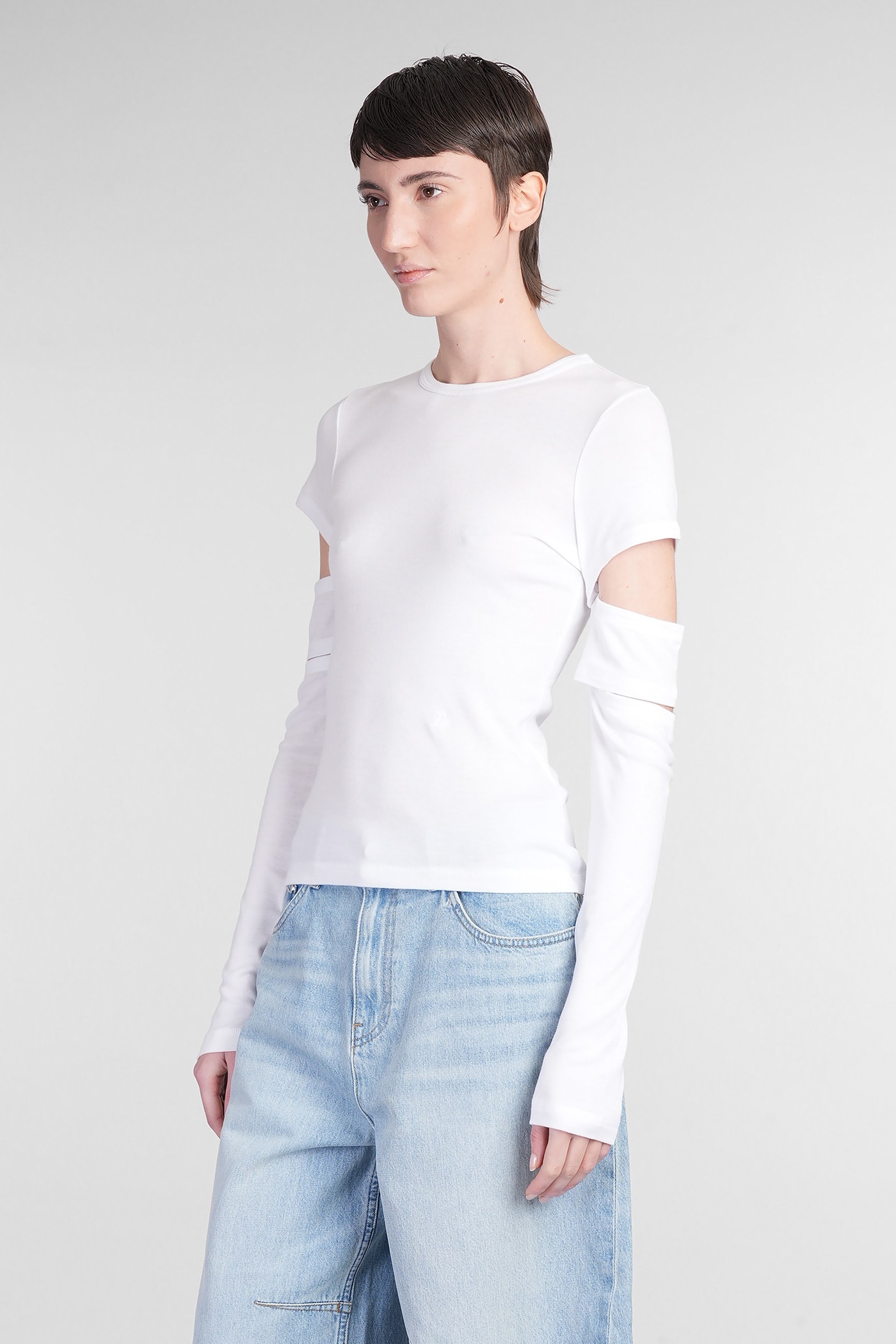Helmut Lang "slashed Shrunken" T-shirt In White
