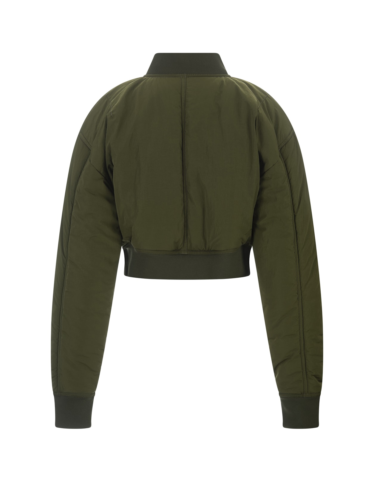 Shop Fabiana Filippi Olive Green Padded Crop Bomber Jacket