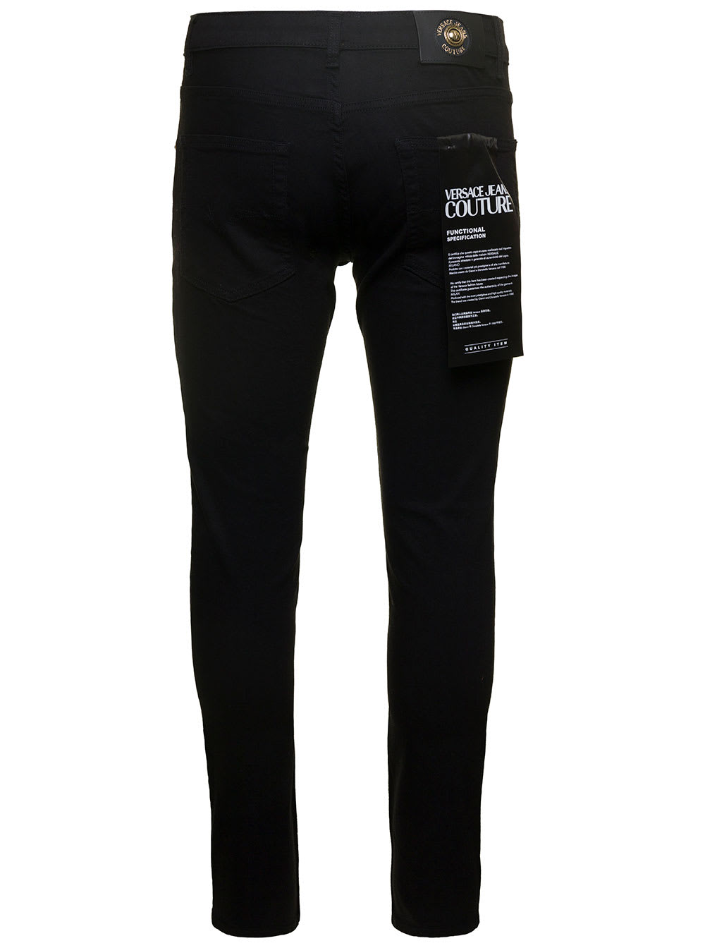 Versace Jeans Couture Black Piece Number Slim Jeans In Black Black