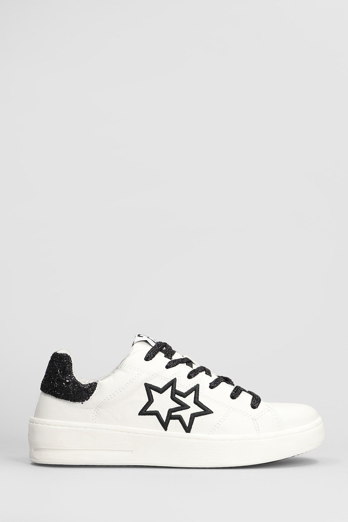 Sneakers In White Leather And Fabric