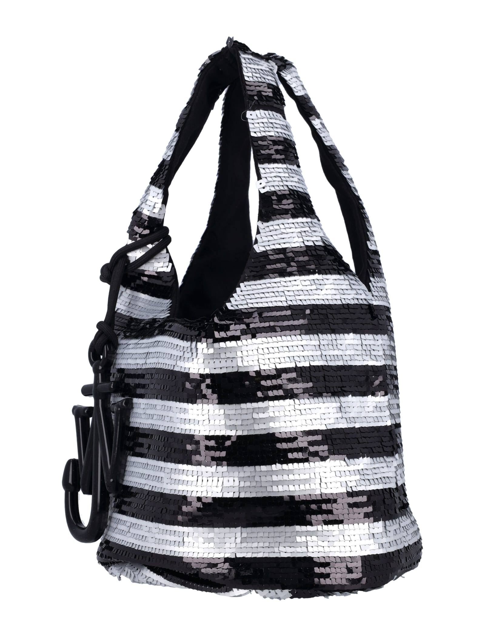 Shop Jw Anderson Mini Sequin Shopper In Black Silver