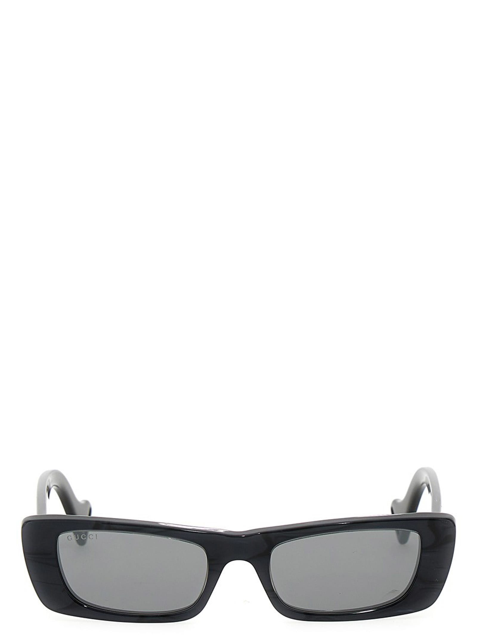 Shop Gucci Rectangular Sunglasses In Black