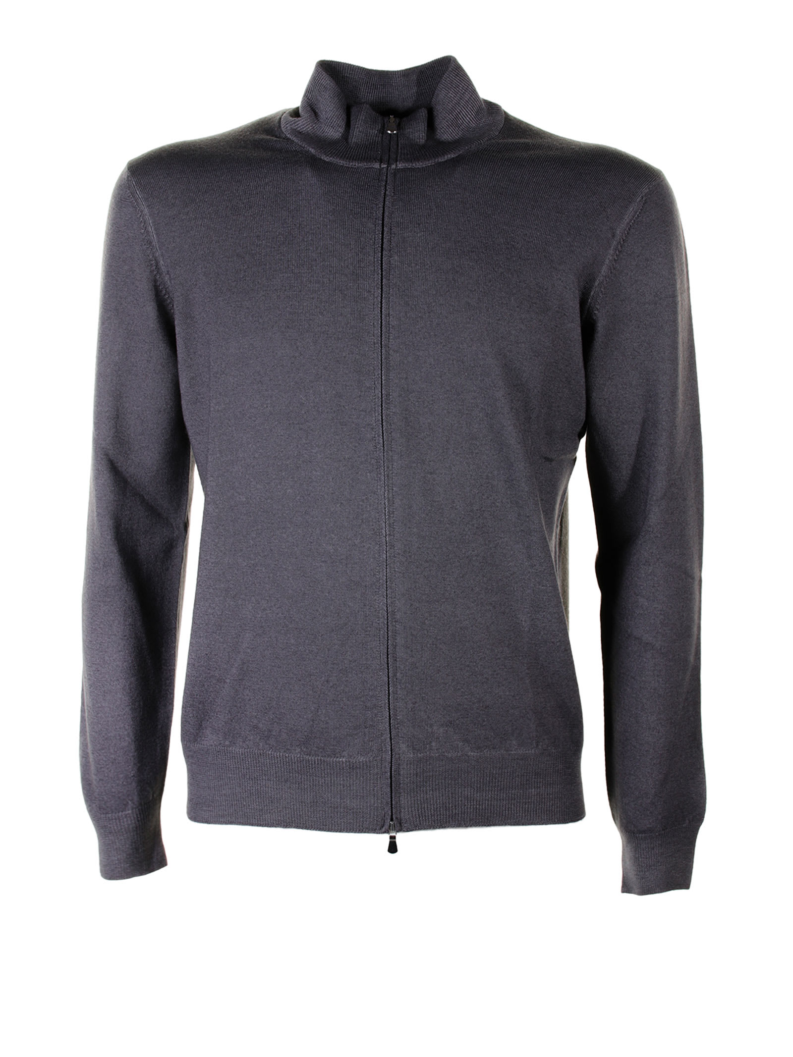 Barba Napoli Anthracite Sweater With Collar And Zip In Antracite