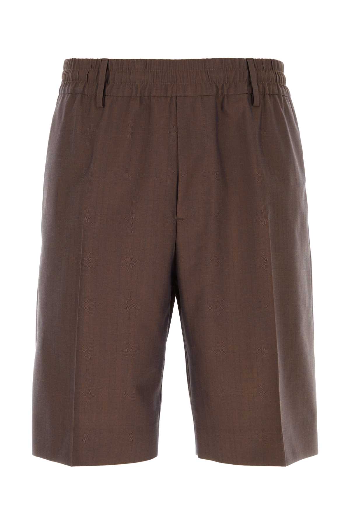 Shop Burberry Brown Wool Bermuda Shorts In Barrel