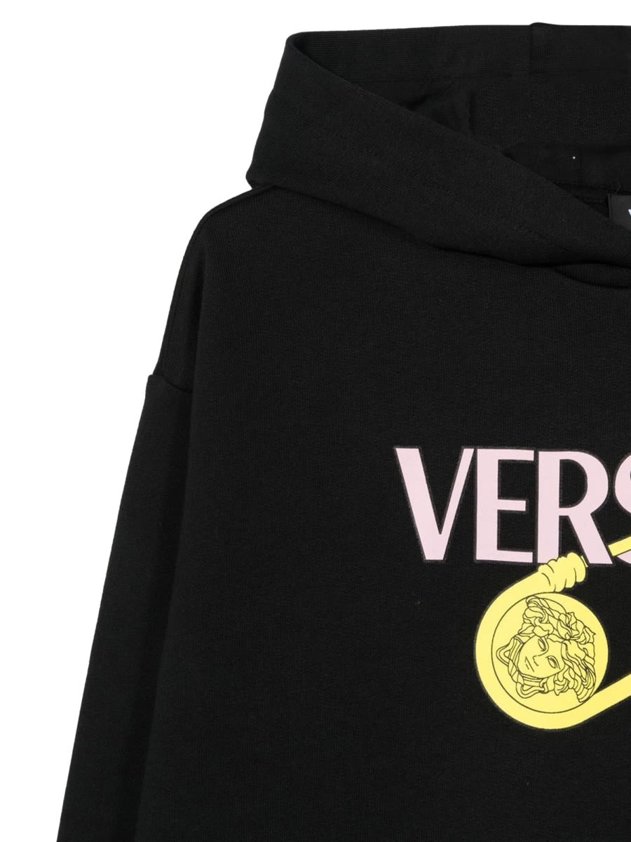 Shop Versace Sweatshirt Over Logo Pins In Black