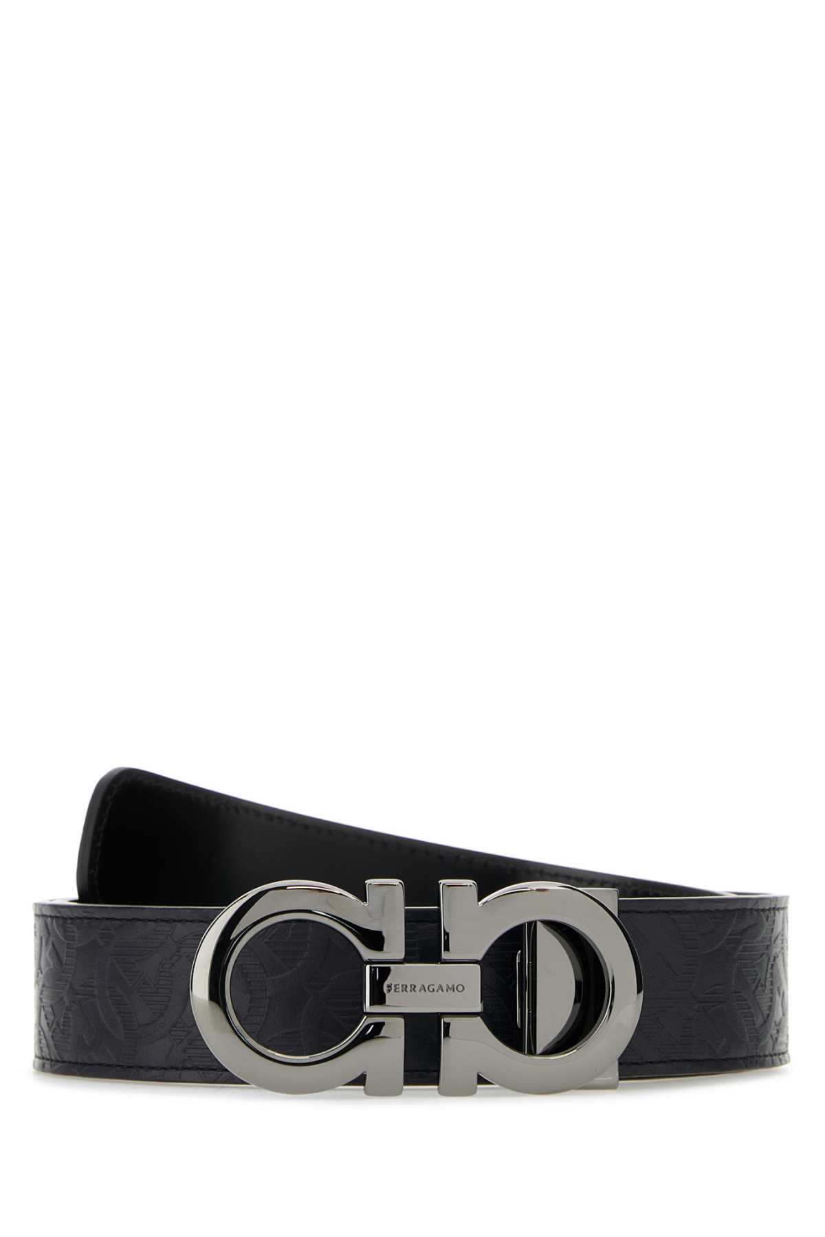 Navy Blue Leather Reversible Belt