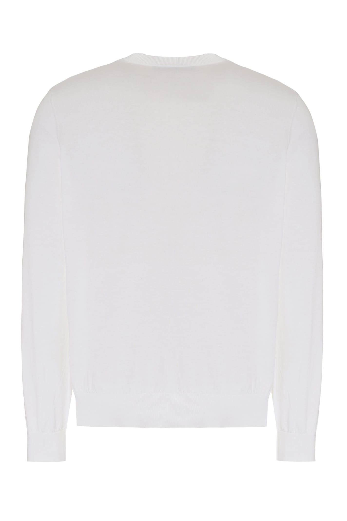 Dsquared2 Logo Plaque Cotton Crewneck Sweater In Optical White