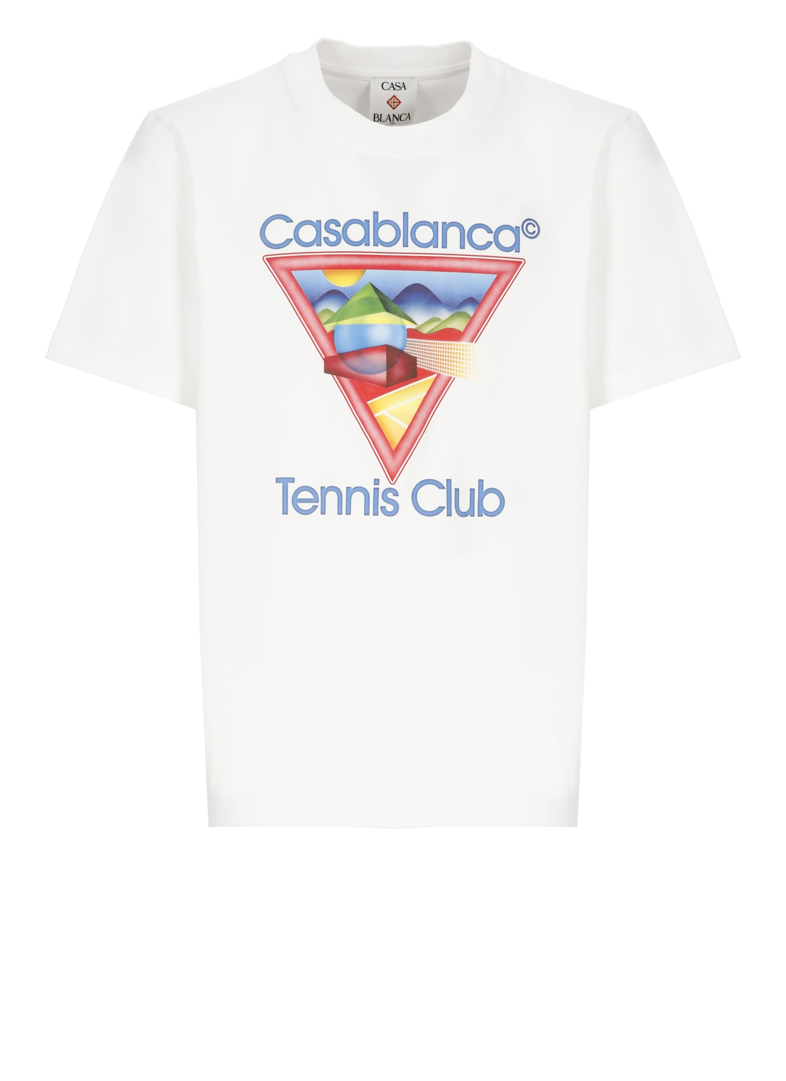 Casablanca White Crewneck T-shirt With Logo On The Front In Cotton Man In White