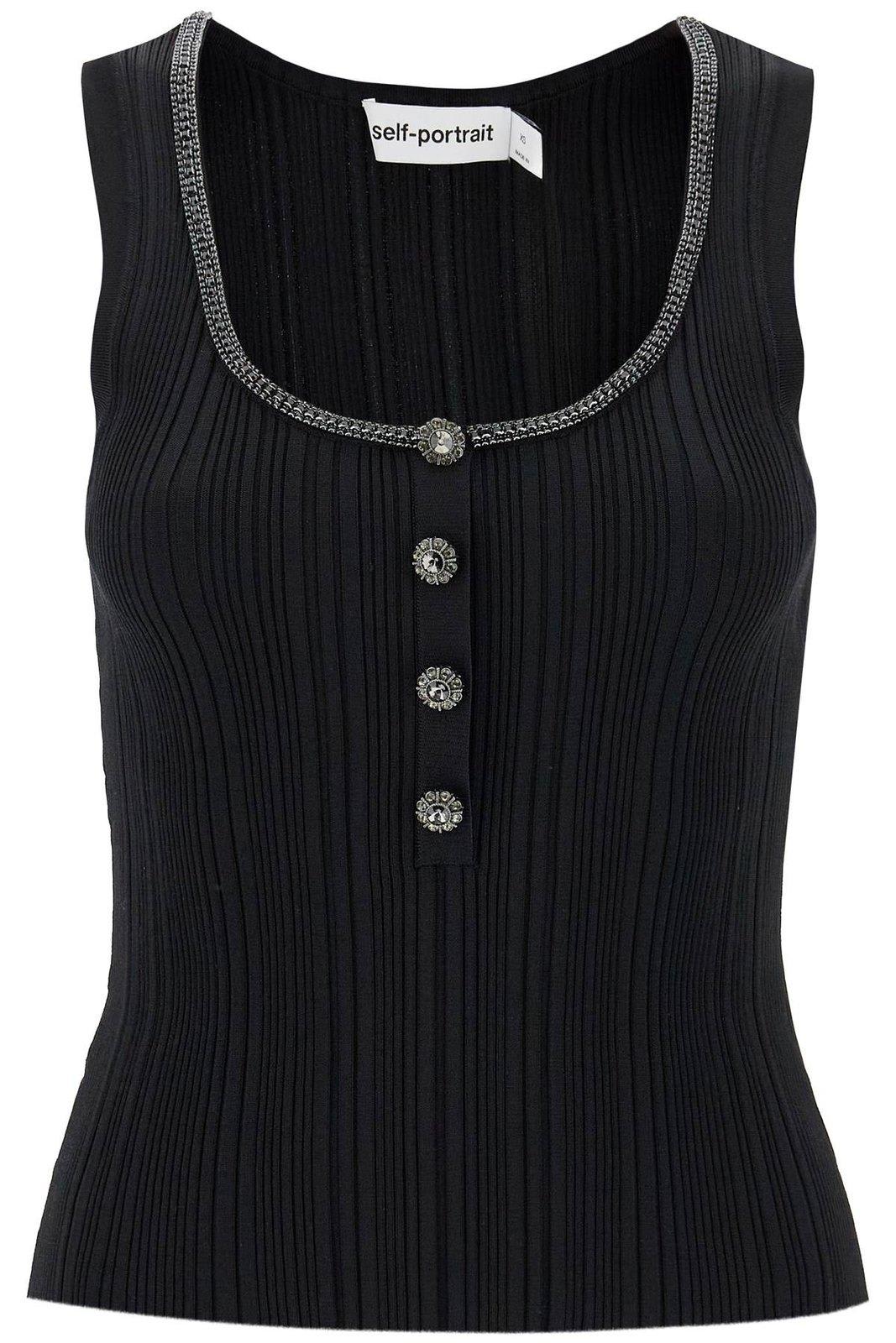 Embellished Ribbed Tank Top