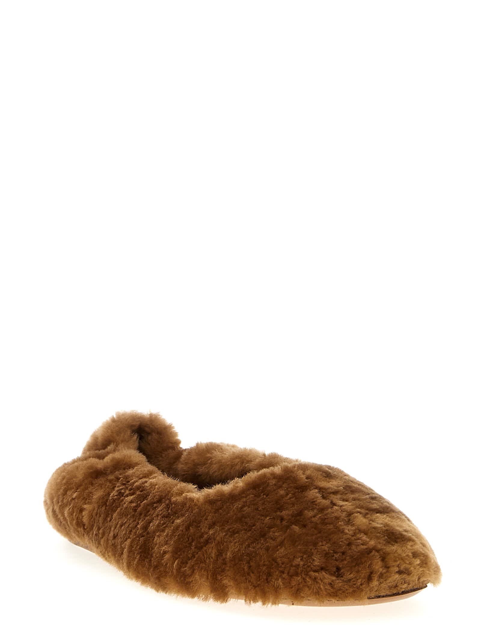 Shop Dries Van Noten Fur Ballet Flats In Brown