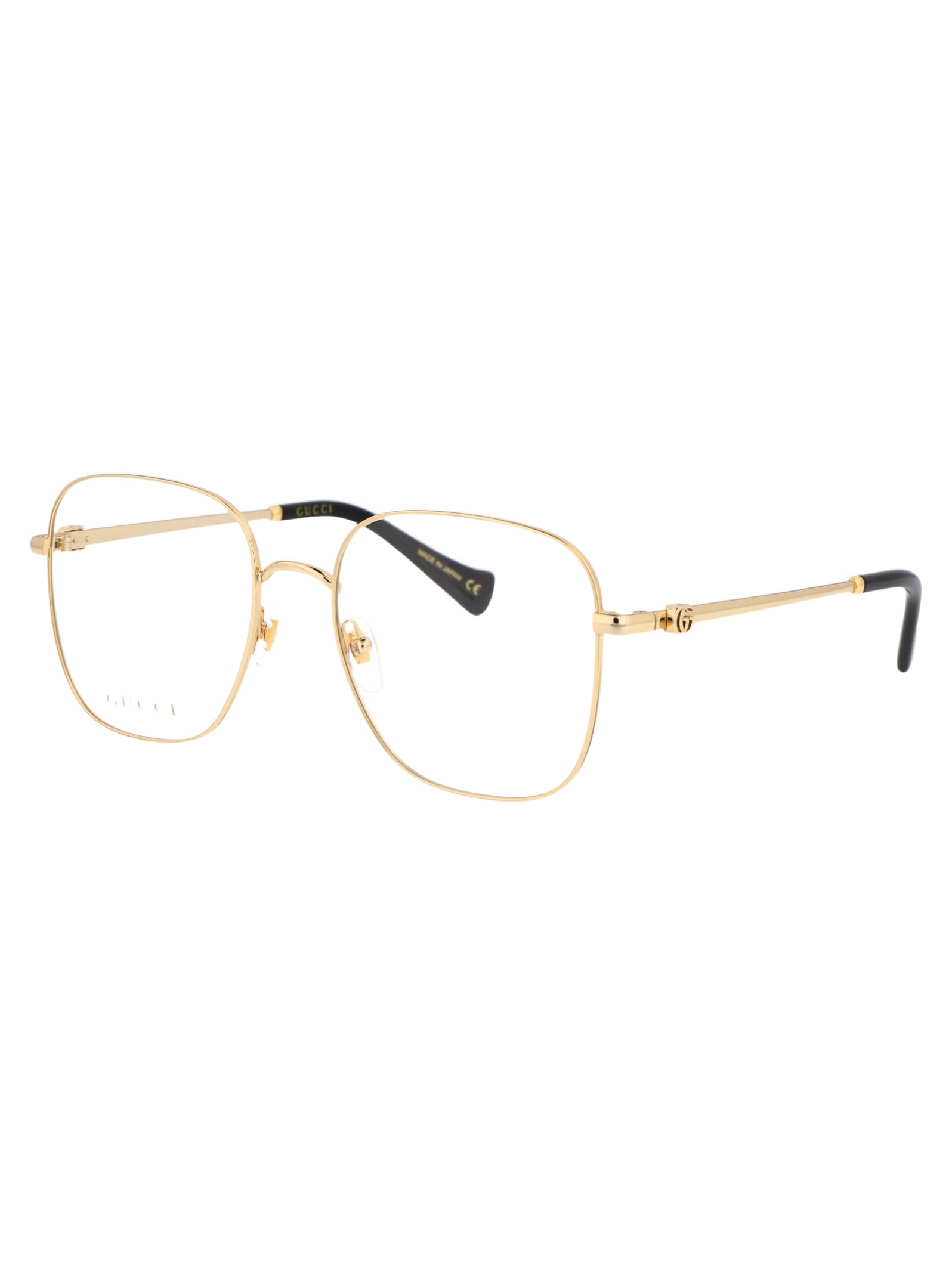 Gucci Gold Gold Transparent Acetate Glasses In Gold